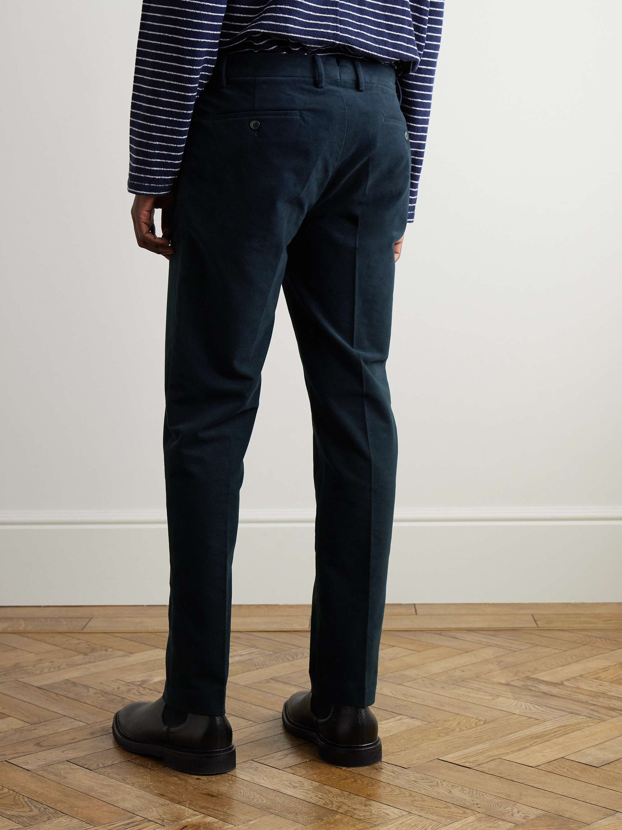 Straight-Leg Cotton-Blend Moleskin Trousers view