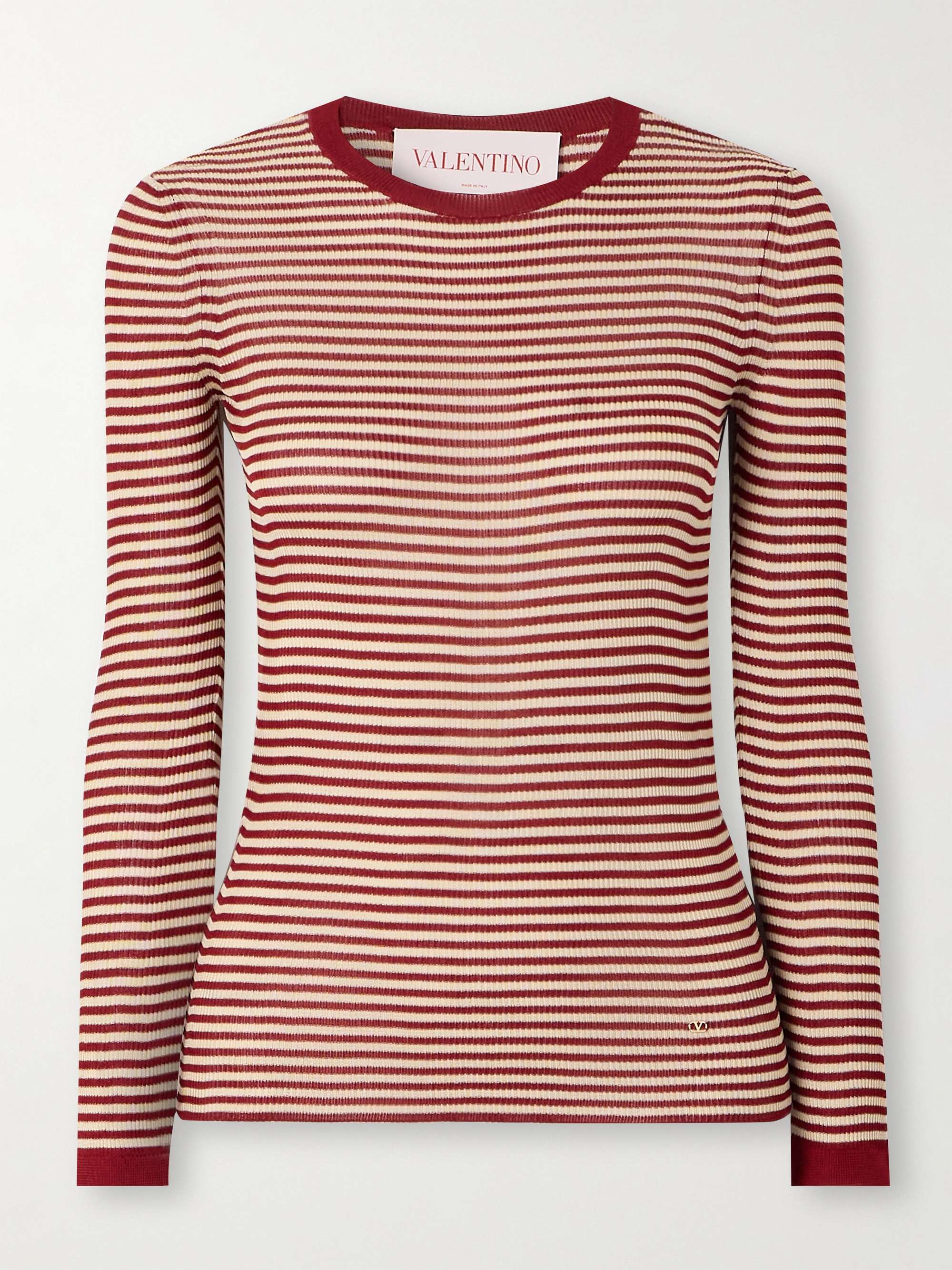 Ribbed striped silk sweater view