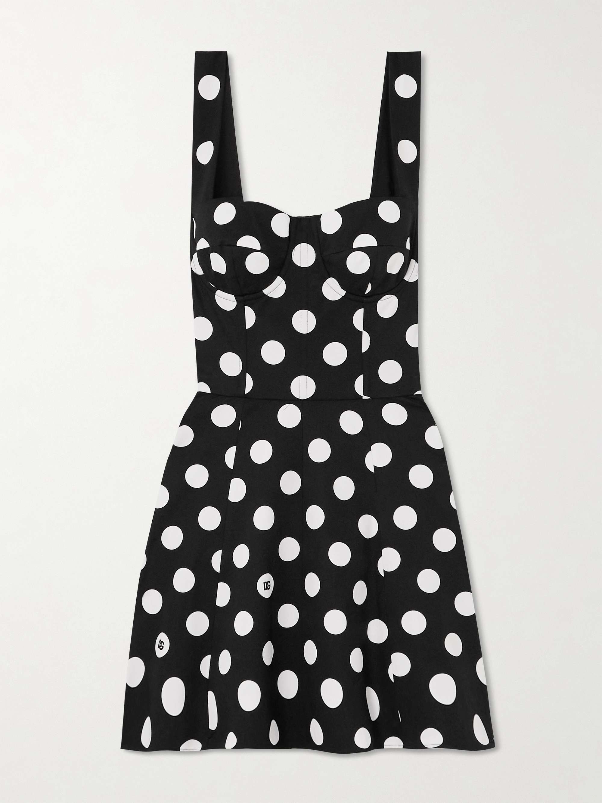 Polka-dot stretch-cotton drill mini dress view