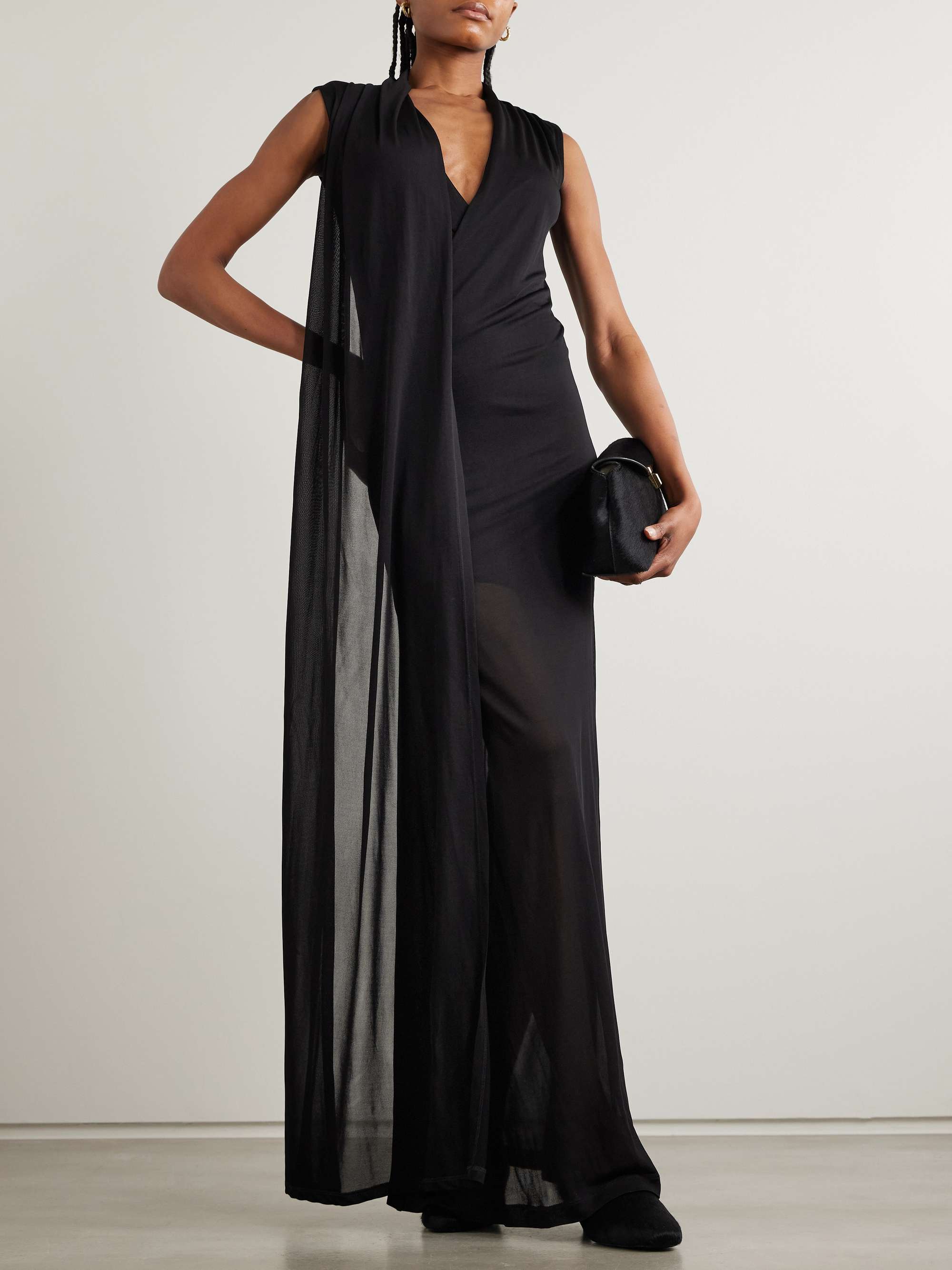 Draped layered jersey maxi dress view