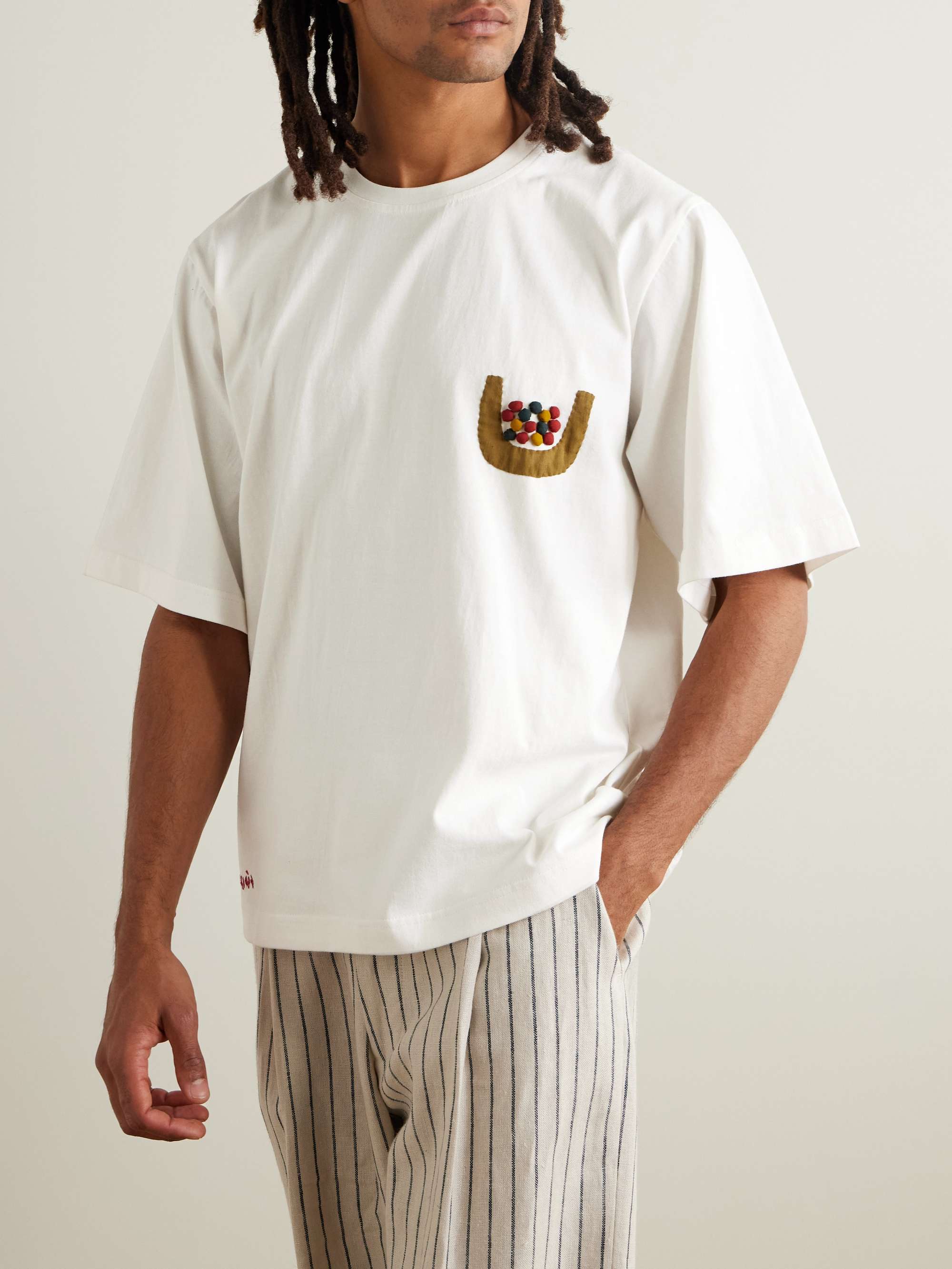 Embroidered Appliquéd Cotton-Jersey T-Shirt view