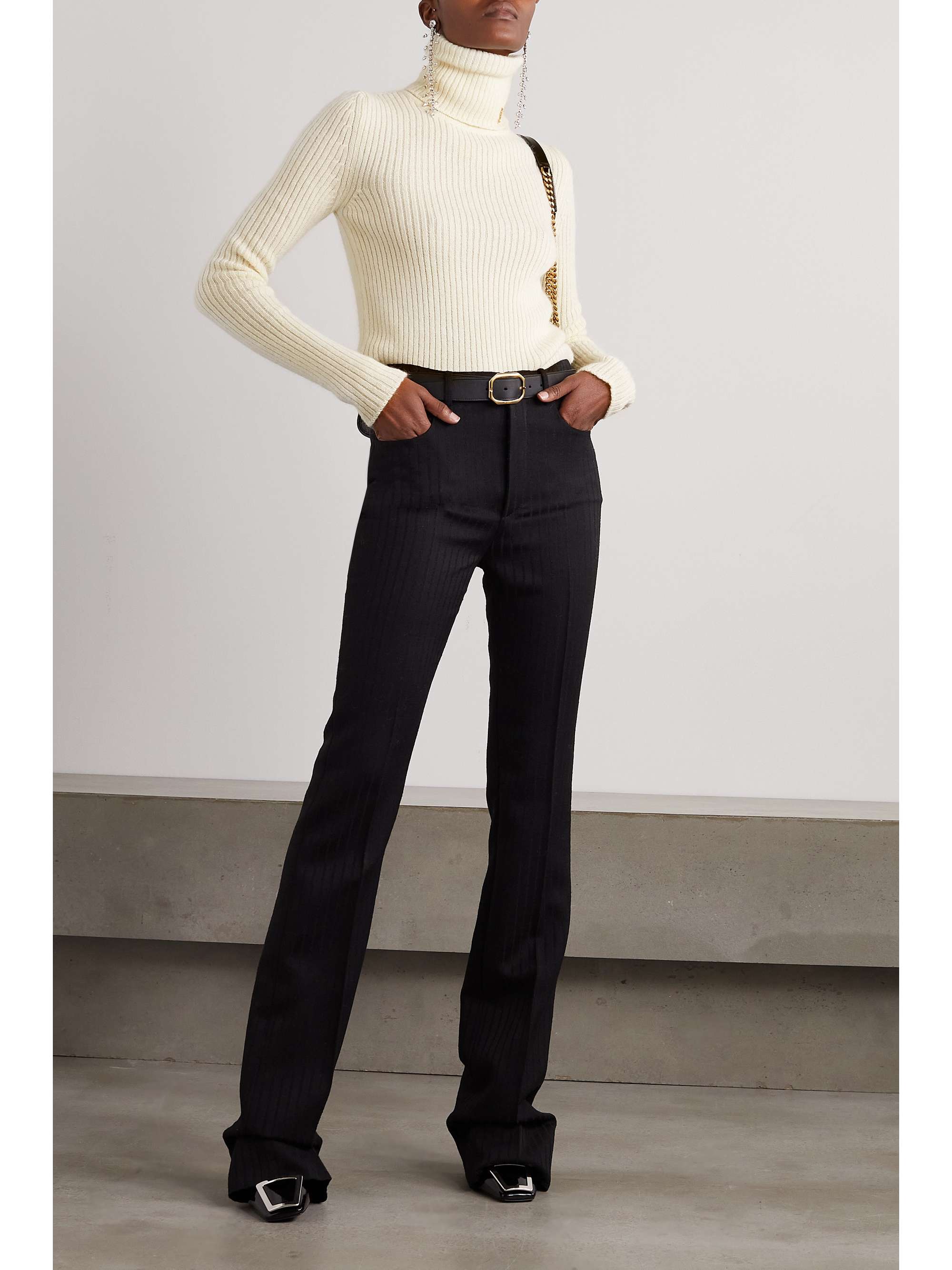 Ribbed-knit turtleneck sweater view