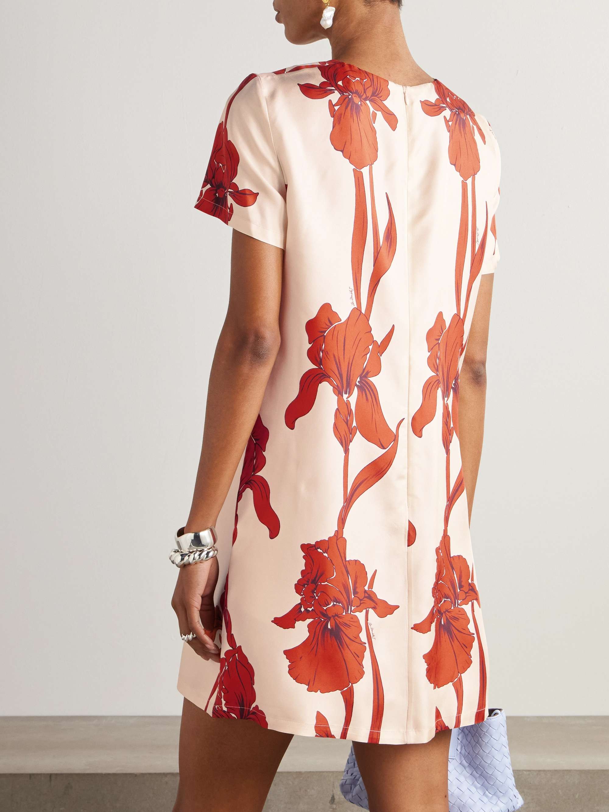 Floral-print silk-twill mini dress view