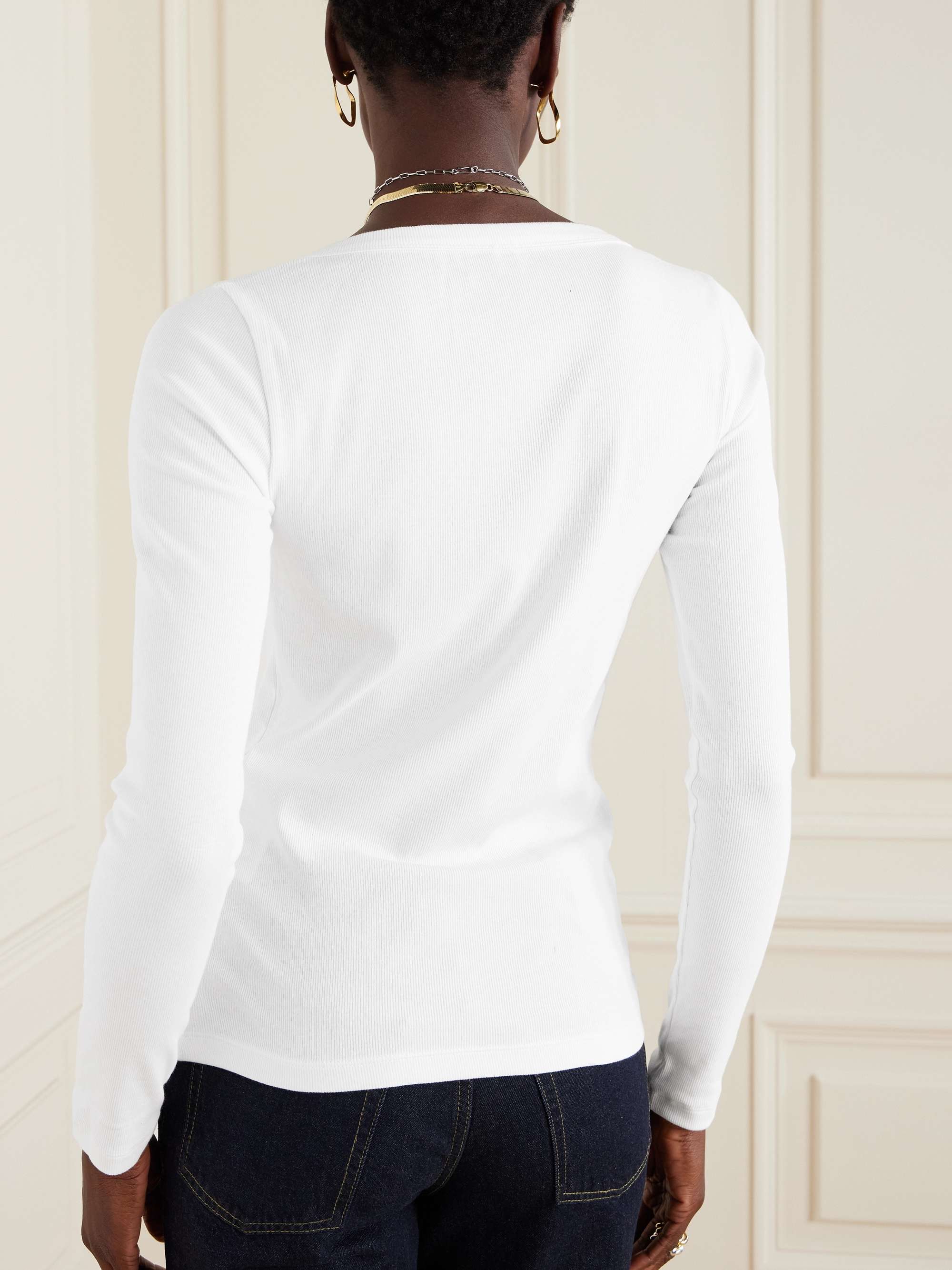 Ribbed organic cotton-blend jersey top view