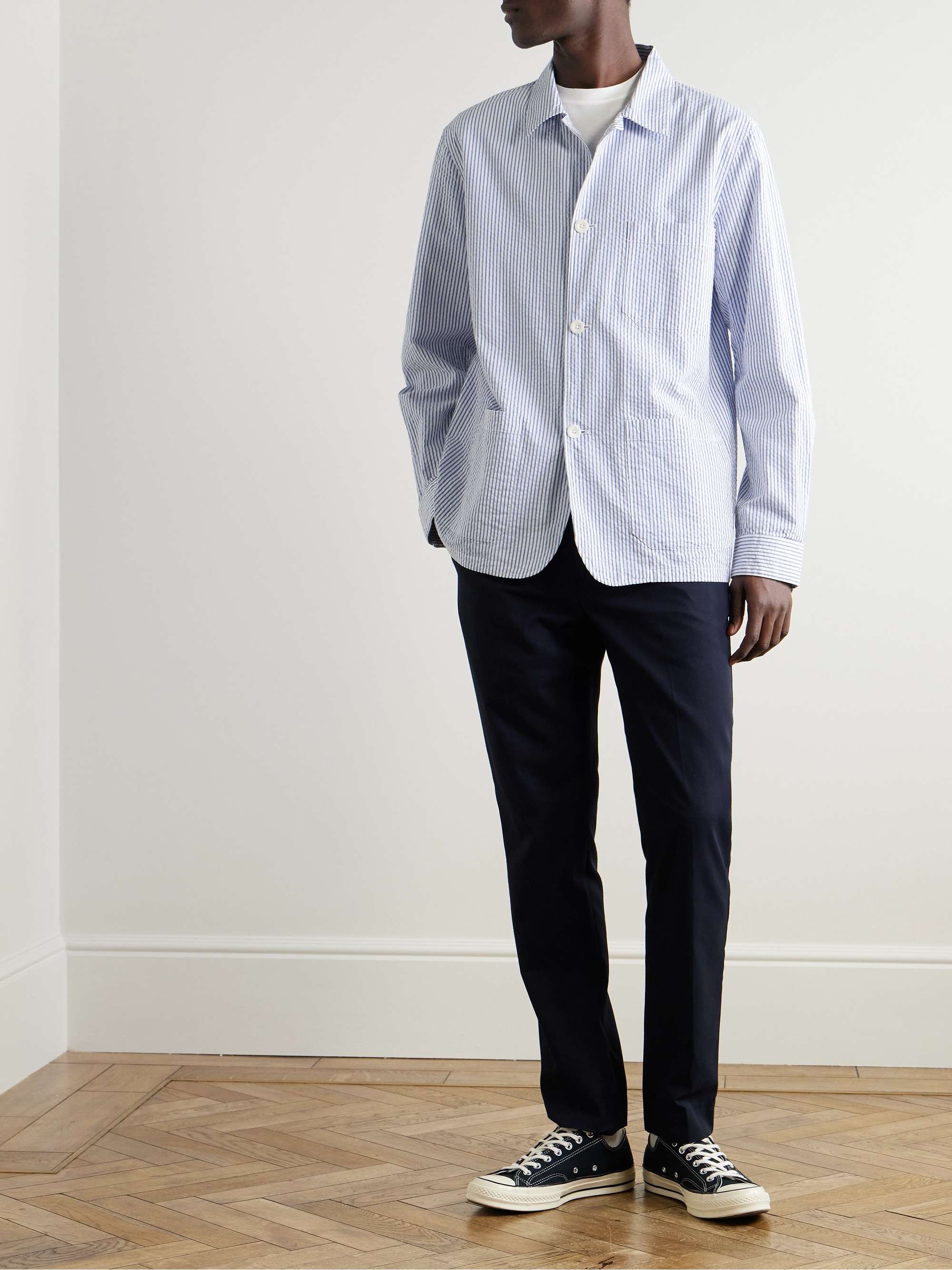 Striped Cotton-Seersucker Overshirt view