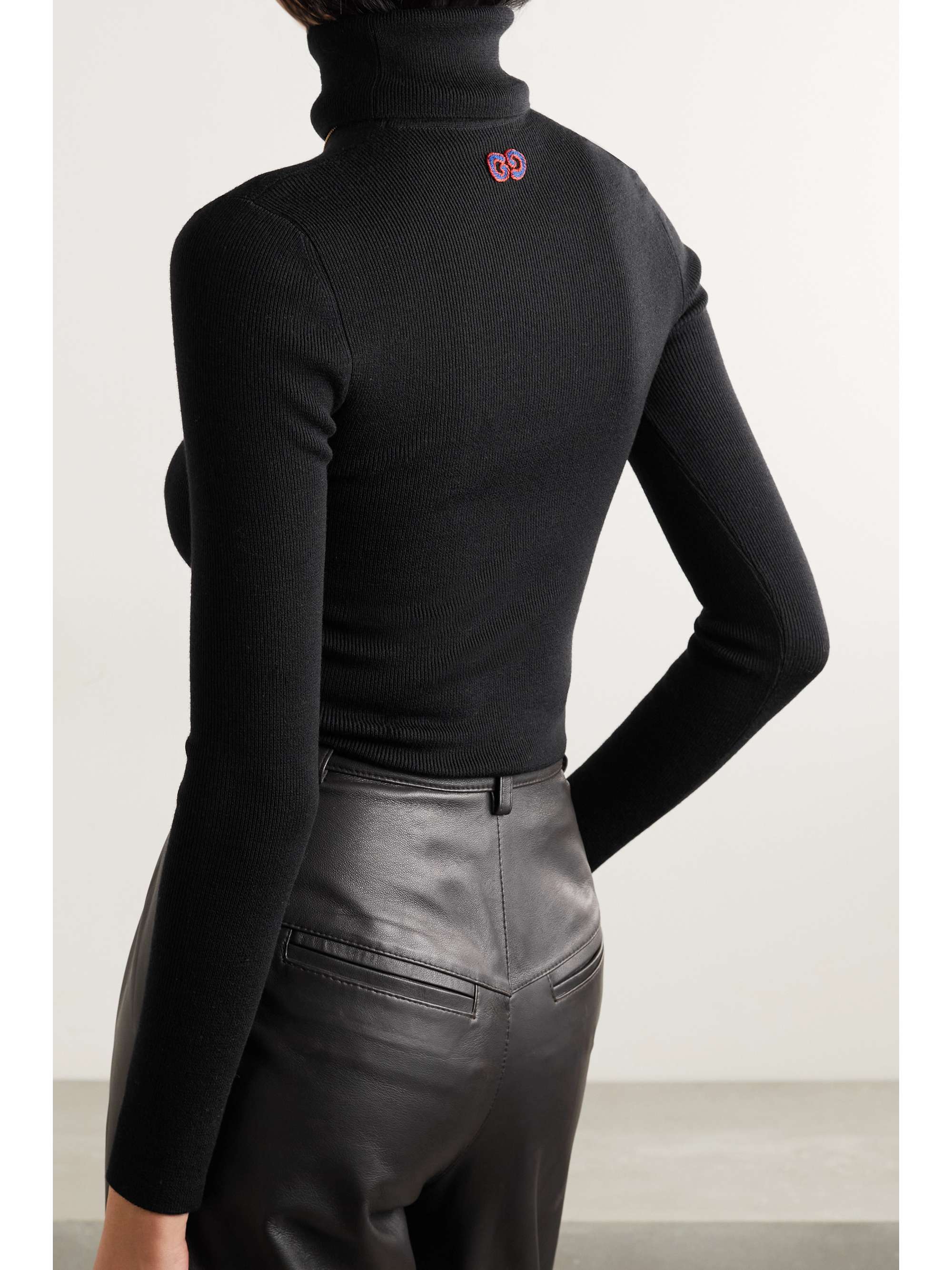 Embroidered wool-blend turtleneck sweater view