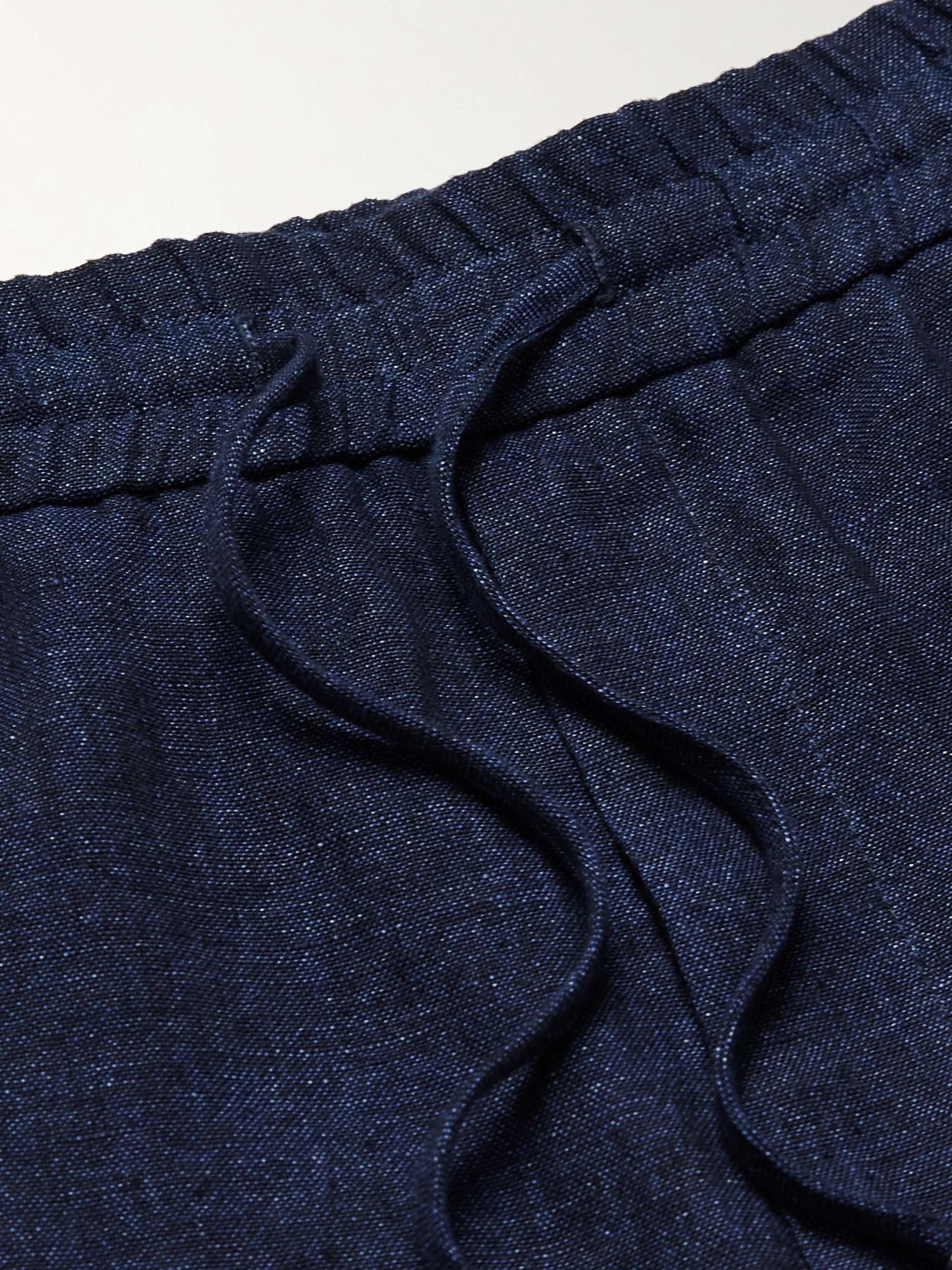 James Straight-Leg Linen-Chambray Drawstring Trousers view