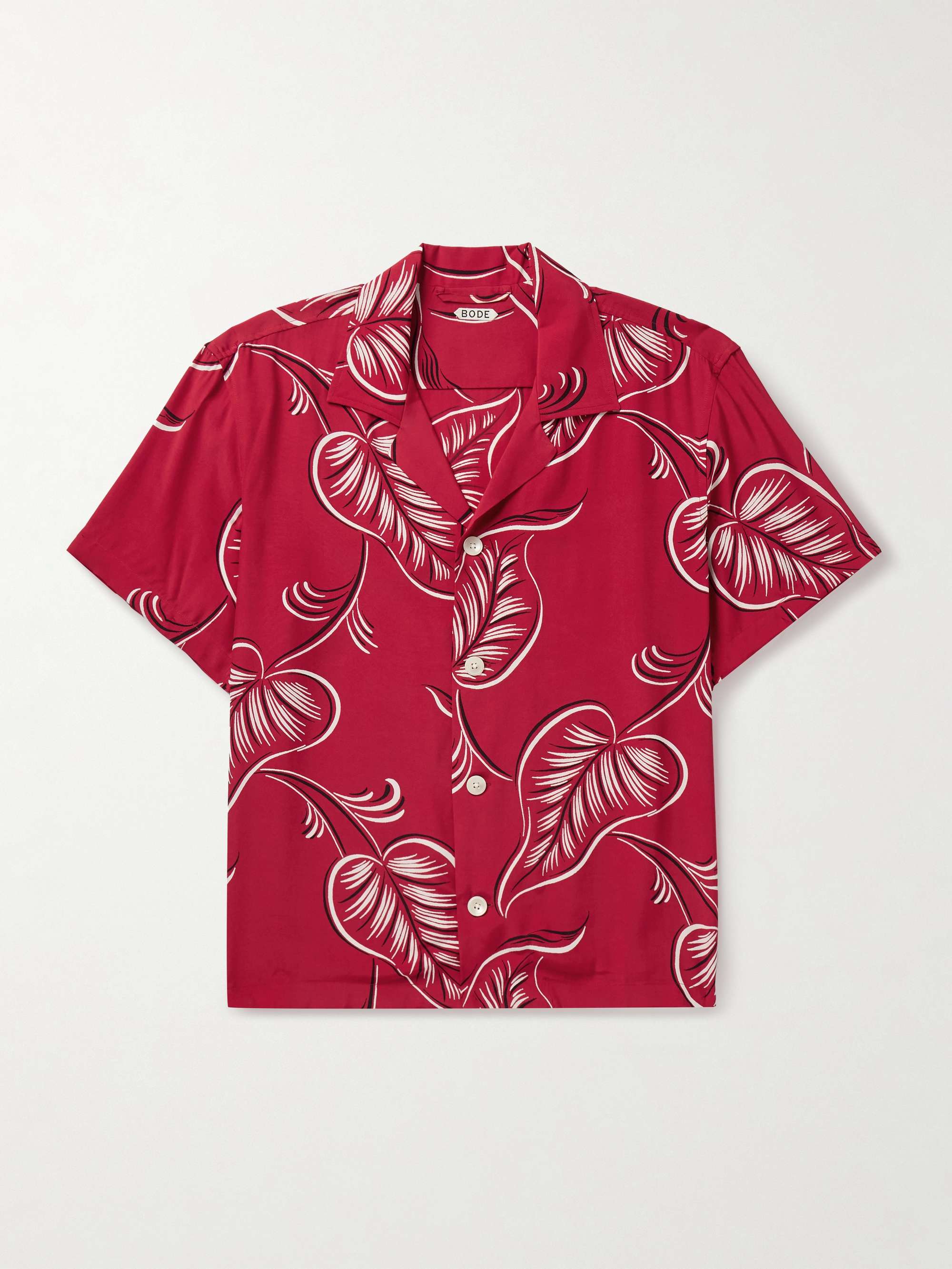 Creeping Begonia Camp-Collar Printed Woven Shirt view