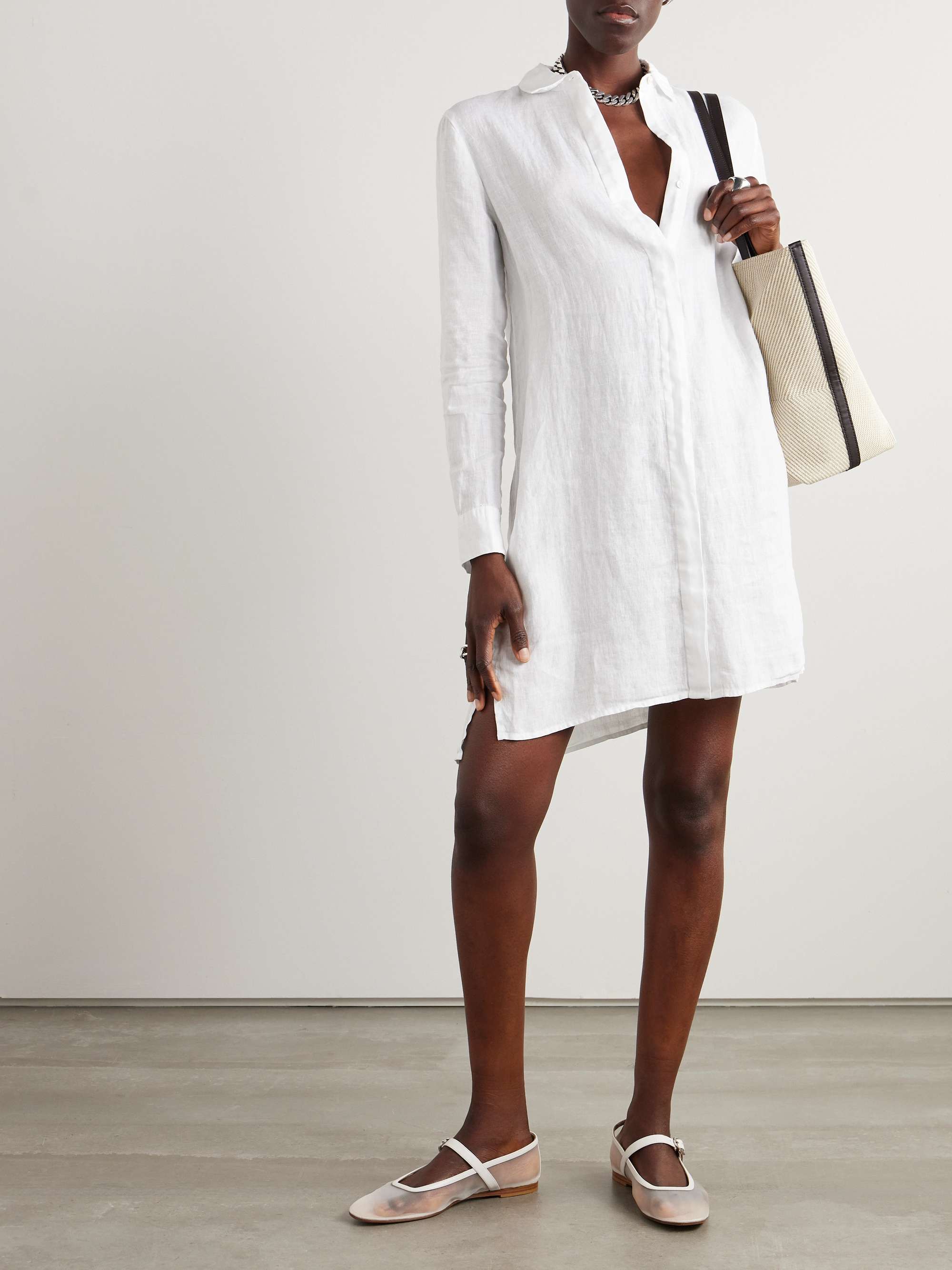 Linen midi shirt dress view