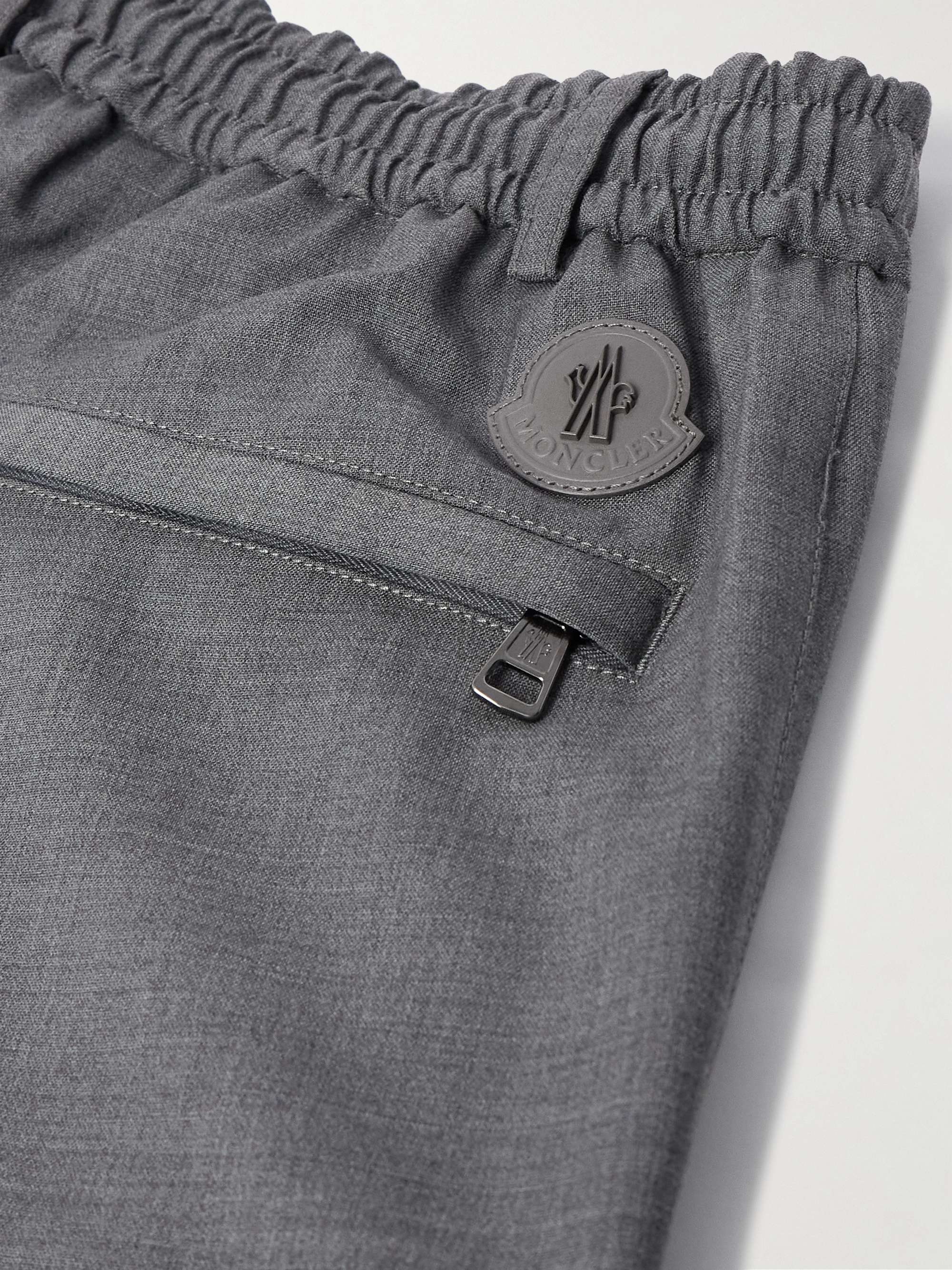 Tapered Logo-Appliquéd Wool Trousers view