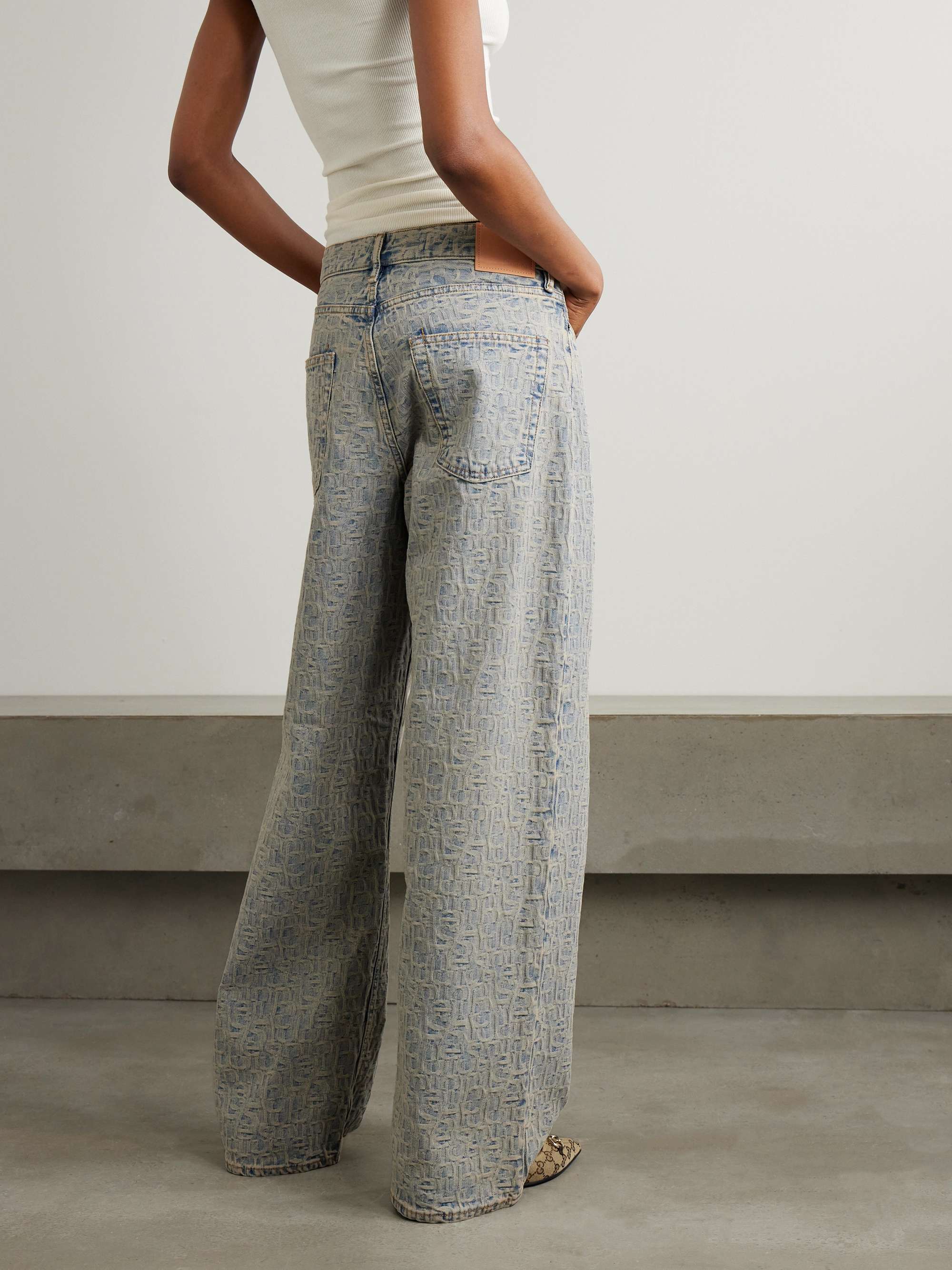 1981 denim-jacquard low-rise wide-leg jeans view