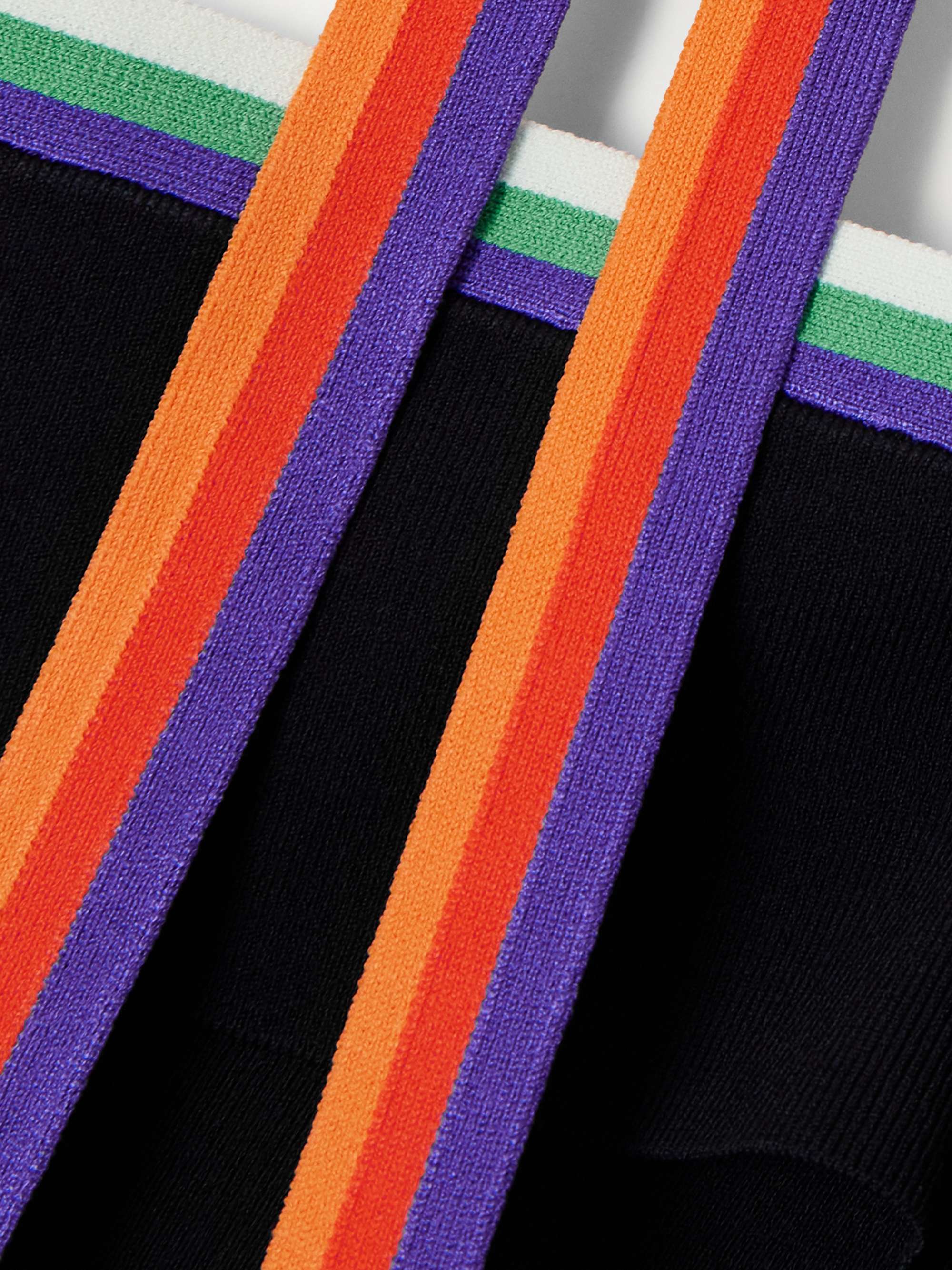 Cutout striped stretch-knit halterneck midi dress view