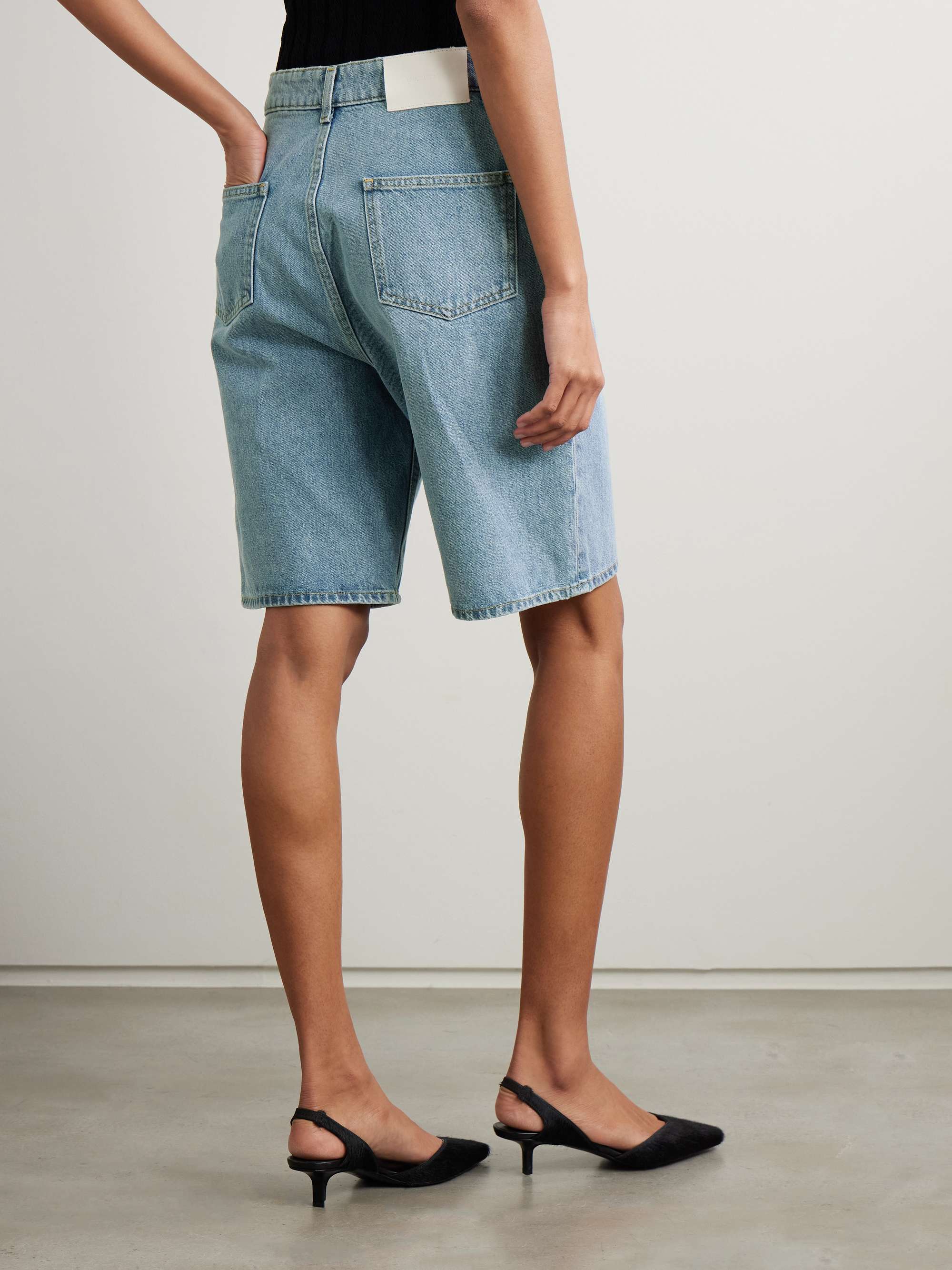 Isu high-rise organic denim shorts view