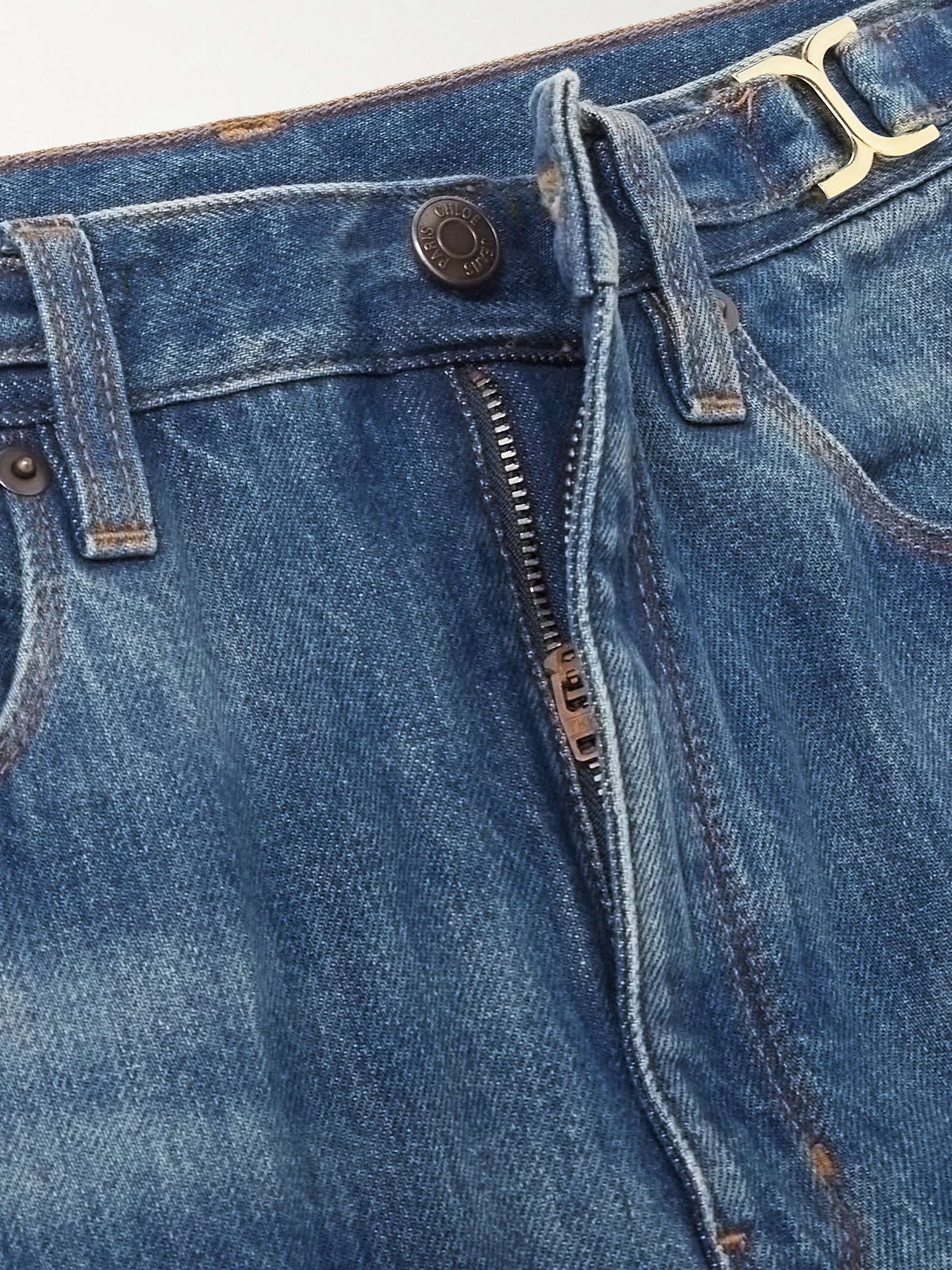 Embellished mid-rise straight-leg organic jeans view
