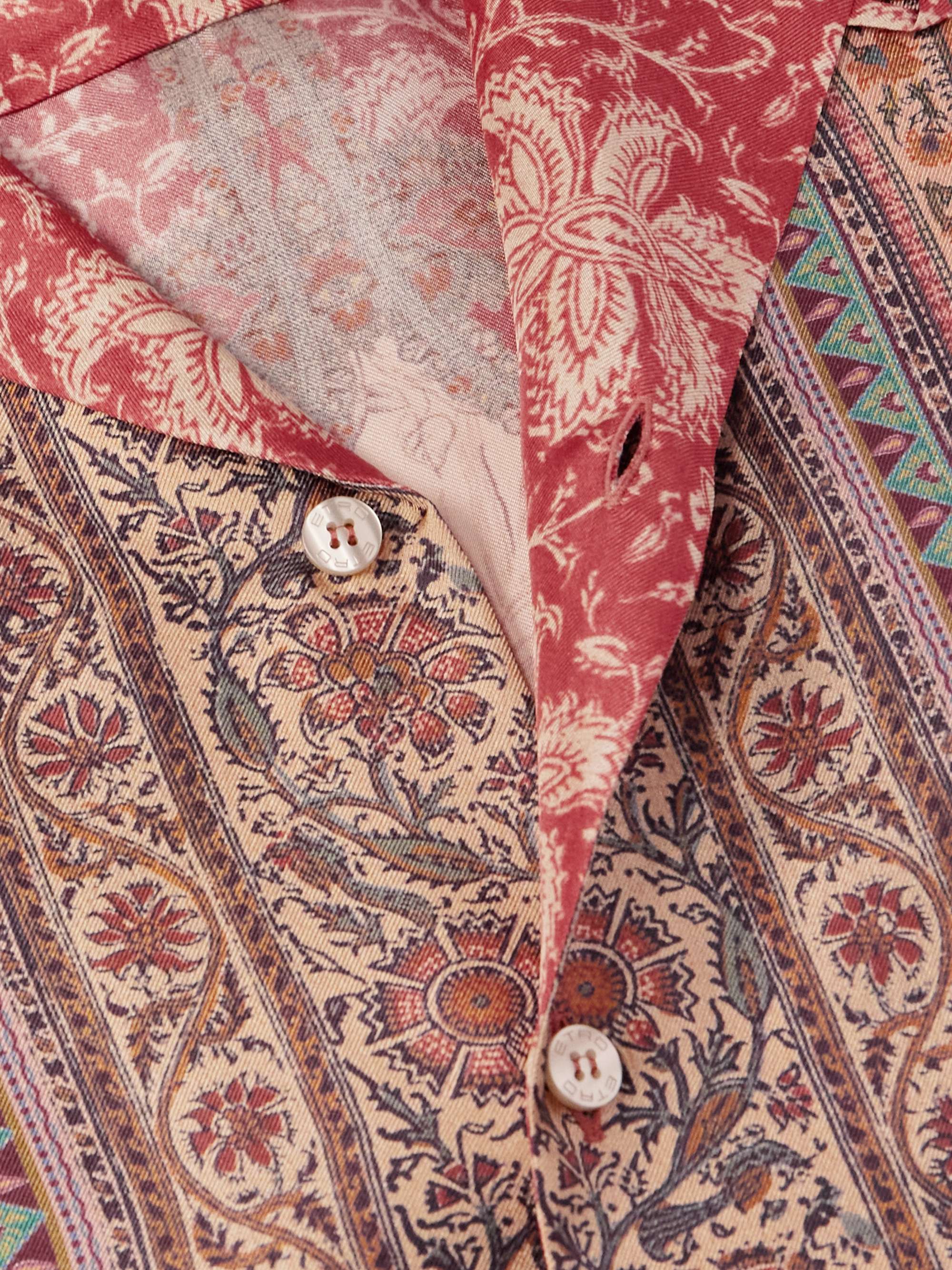 Convertible-Collar Printed Silk-Twill Shirt view