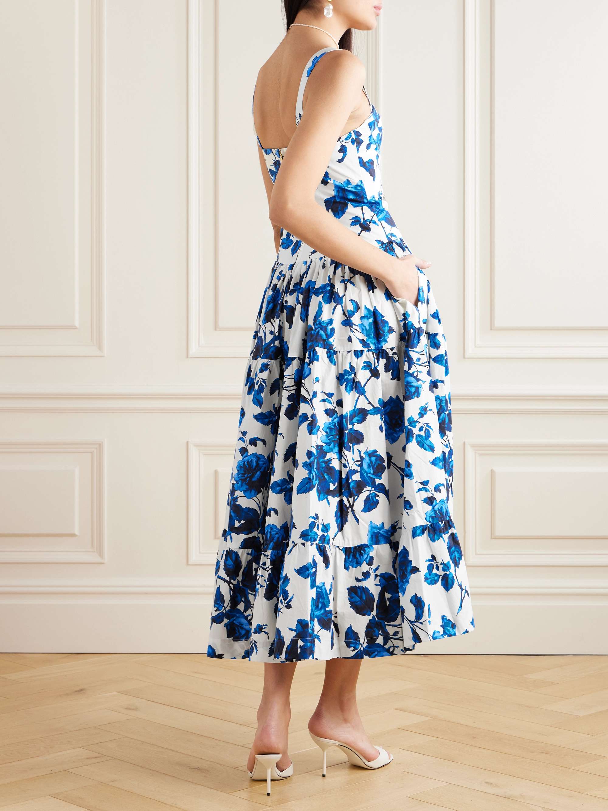 Santiago tiered floral-print cotton-poplin midi dress view