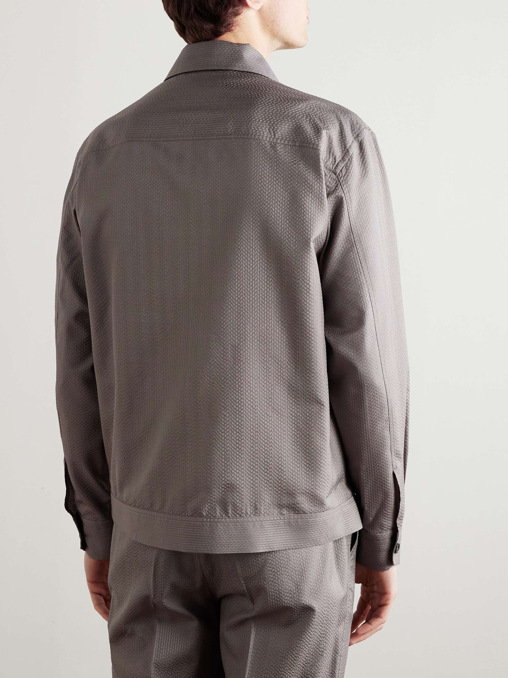 Herringbone Silk-Seersucker Overshirt view