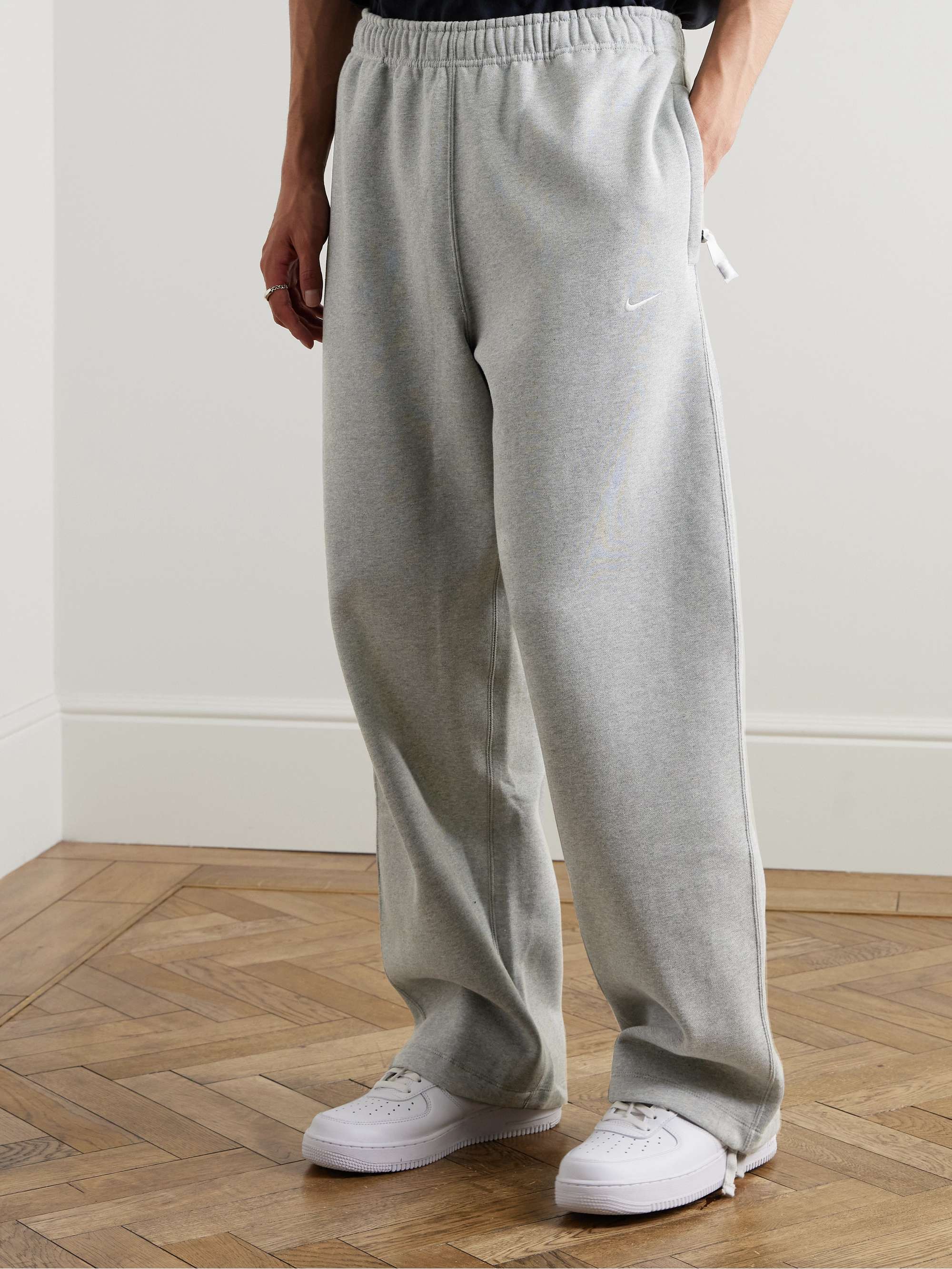 Straight-Leg Logo-Embroidered Cotton-Blend Jersey Sweatpants view