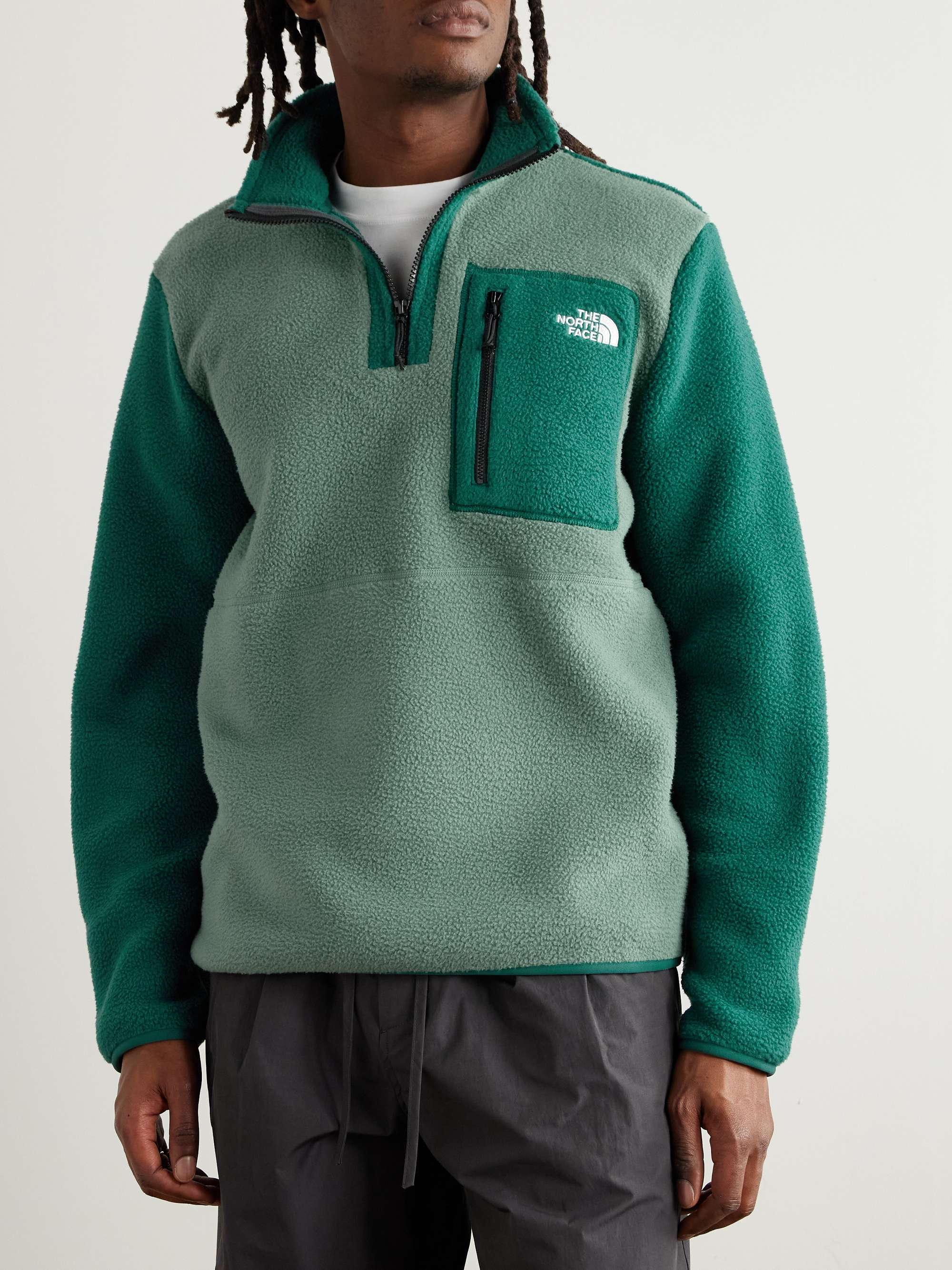 Yumiori Logo-Embroidered Colour-Block Fleece Half-Zip Jacket view