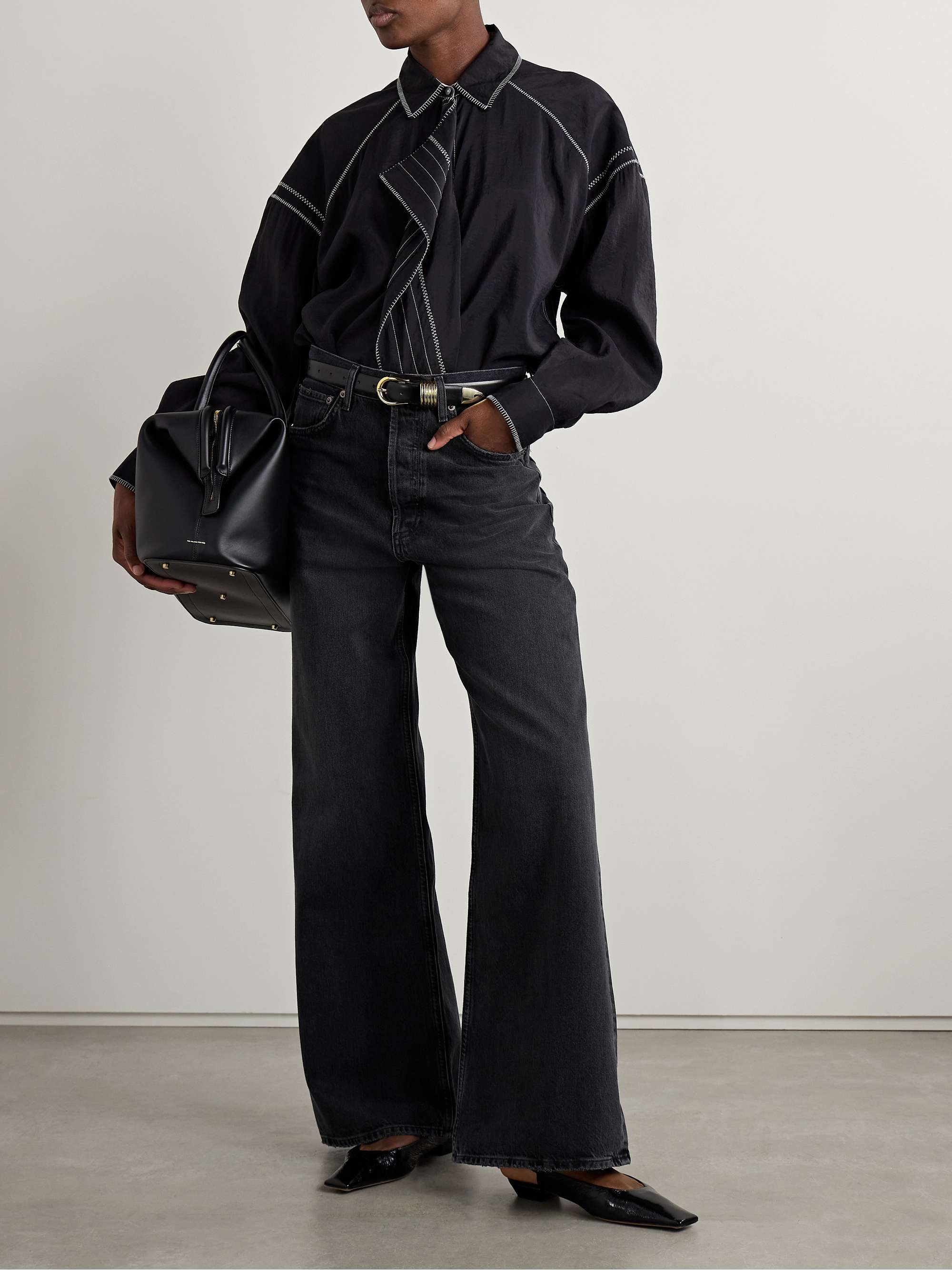 Dame high-rise wide-leg organic jeans view