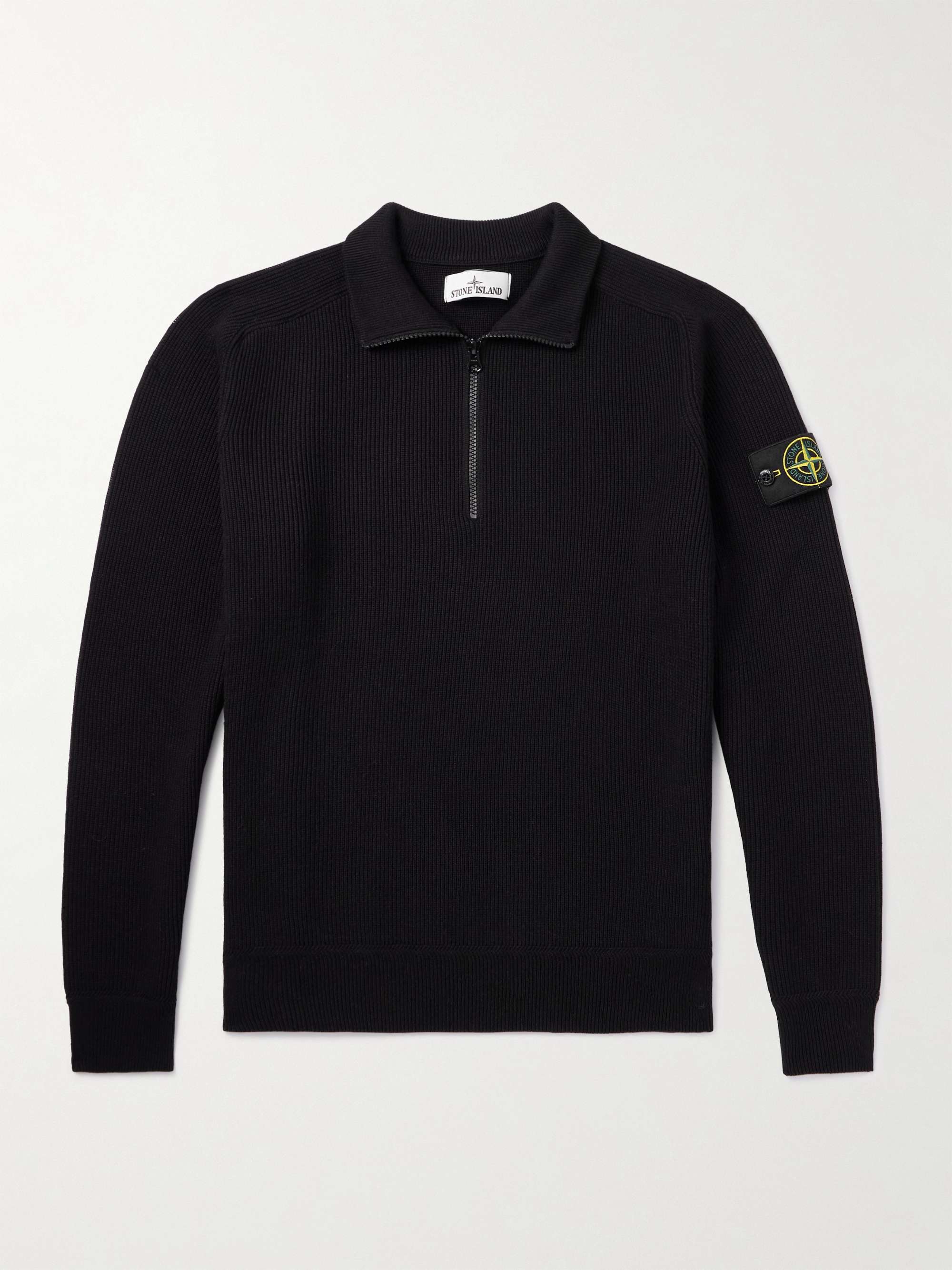 Logo-Appliquéd Organic Cotton Half-Zip Sweater view
