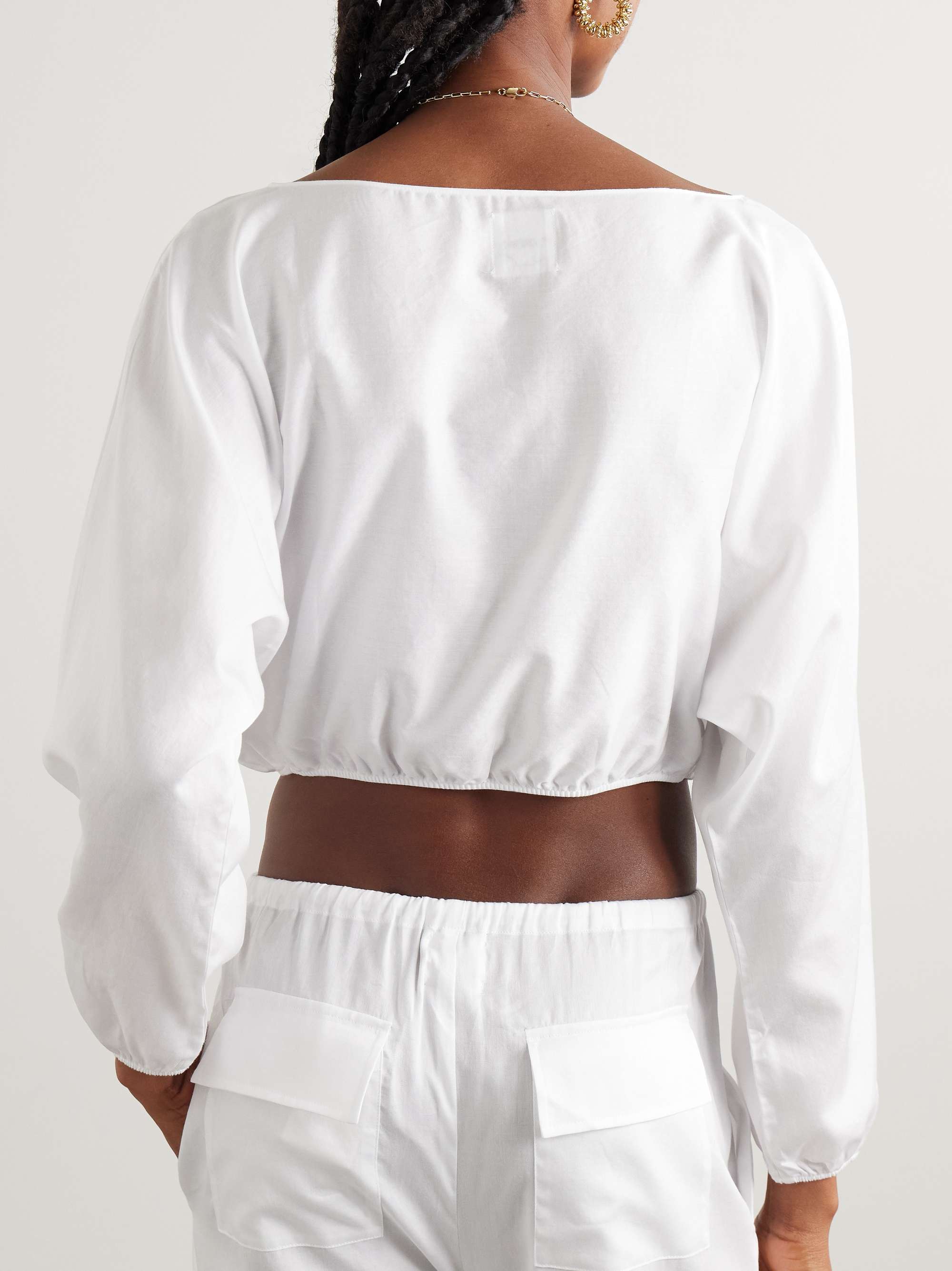 Yoko cropped gathered cotton-poplin top view