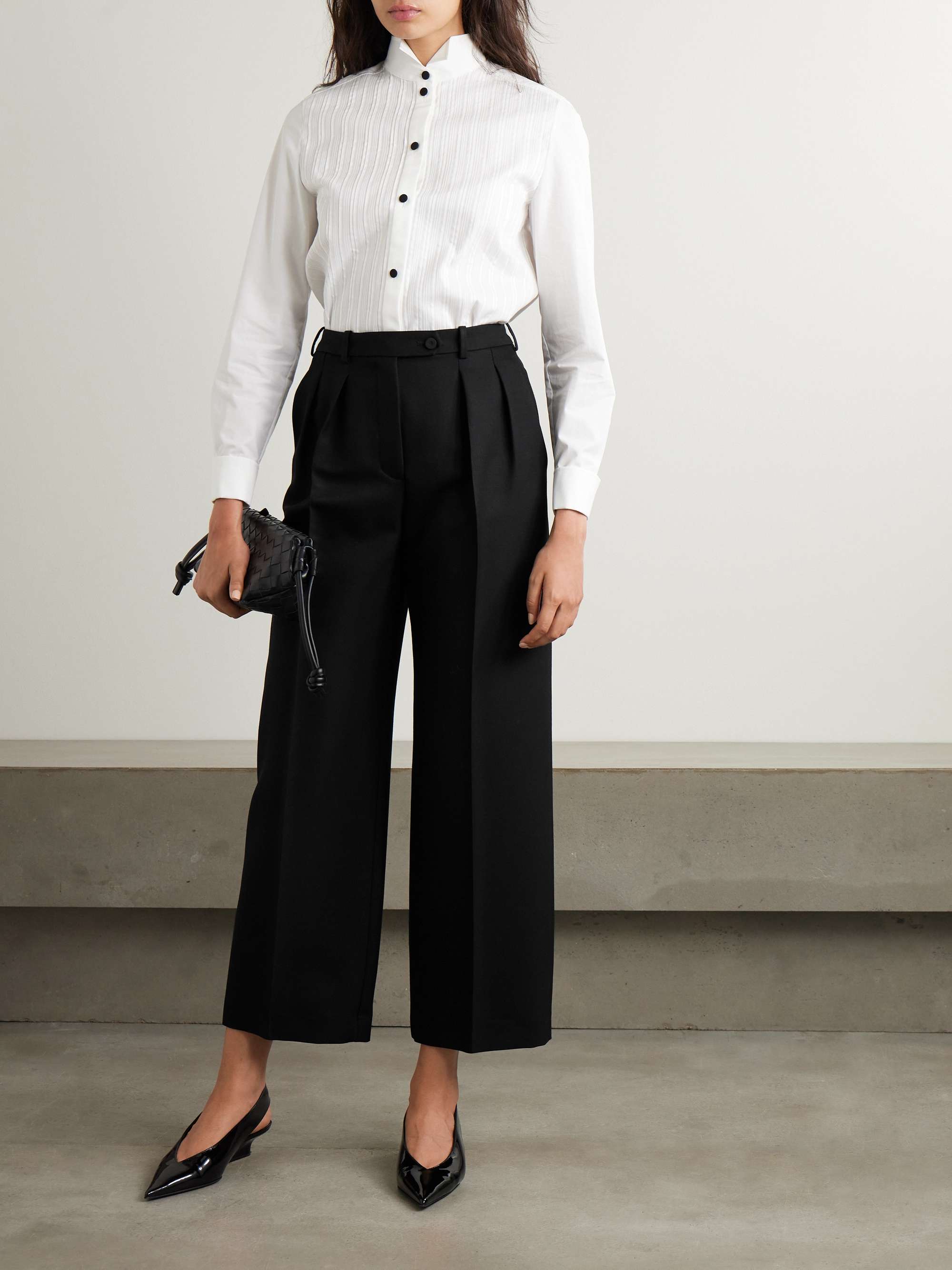Bart cropped pleated wool and silk-blend barathea wide-leg pants view
