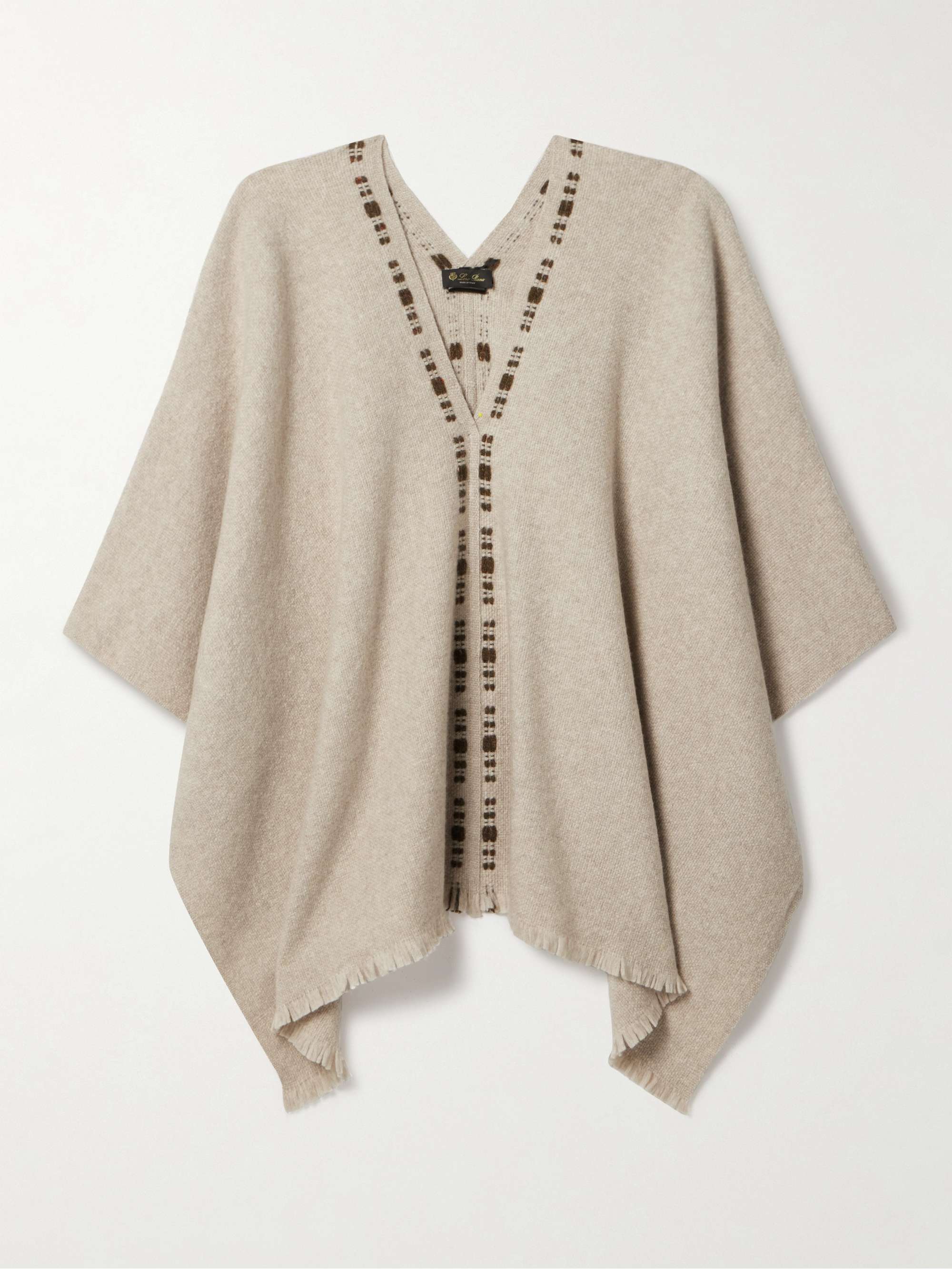 Frayed cashmere and silk-blend poncho view