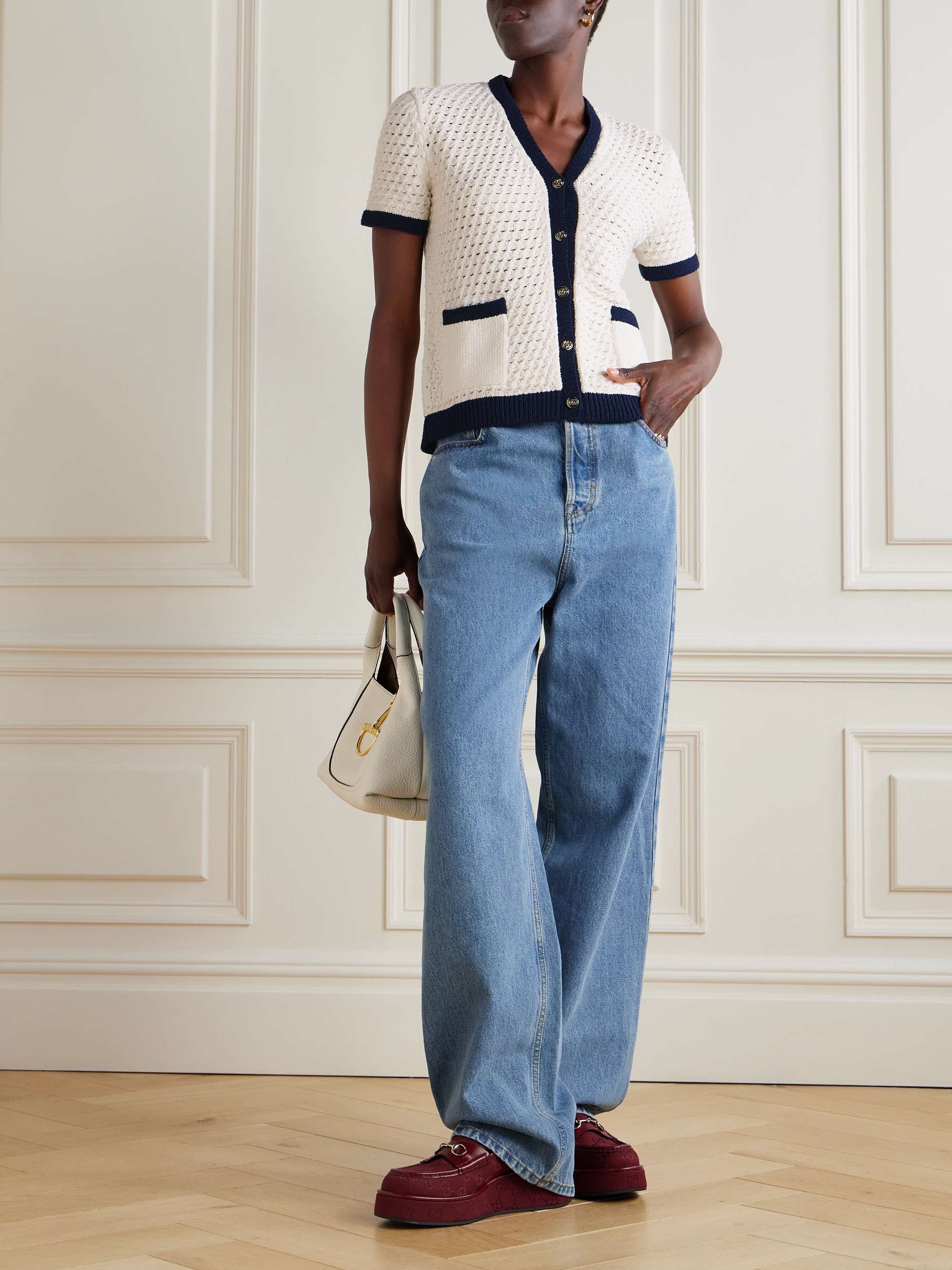 Crocheted cotton-blend cardigan view