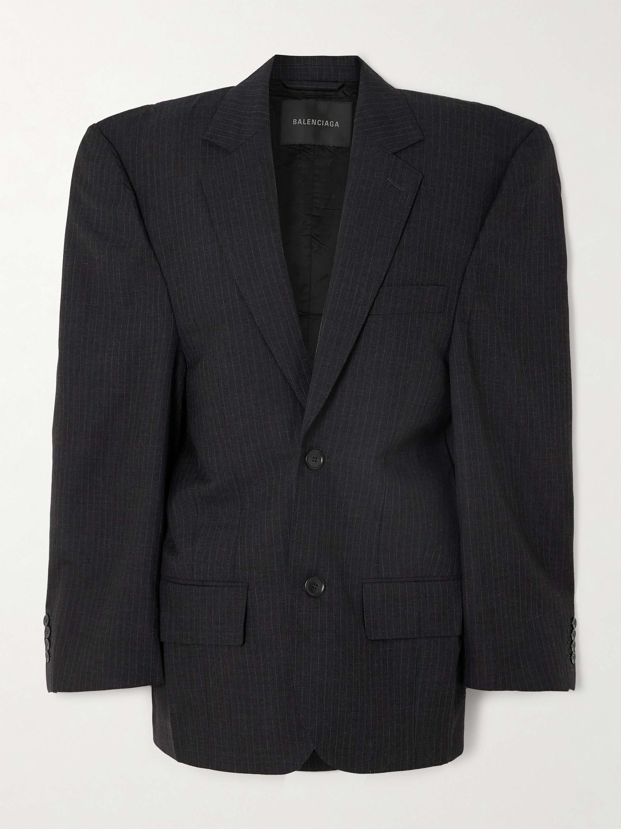Oversized pinstriped wool blazer view