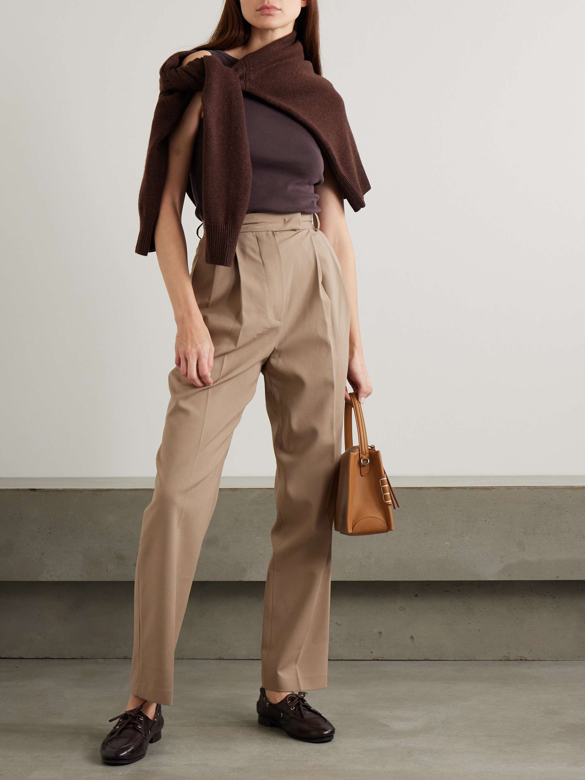 Bea pleated crepe tapered-leg pants view