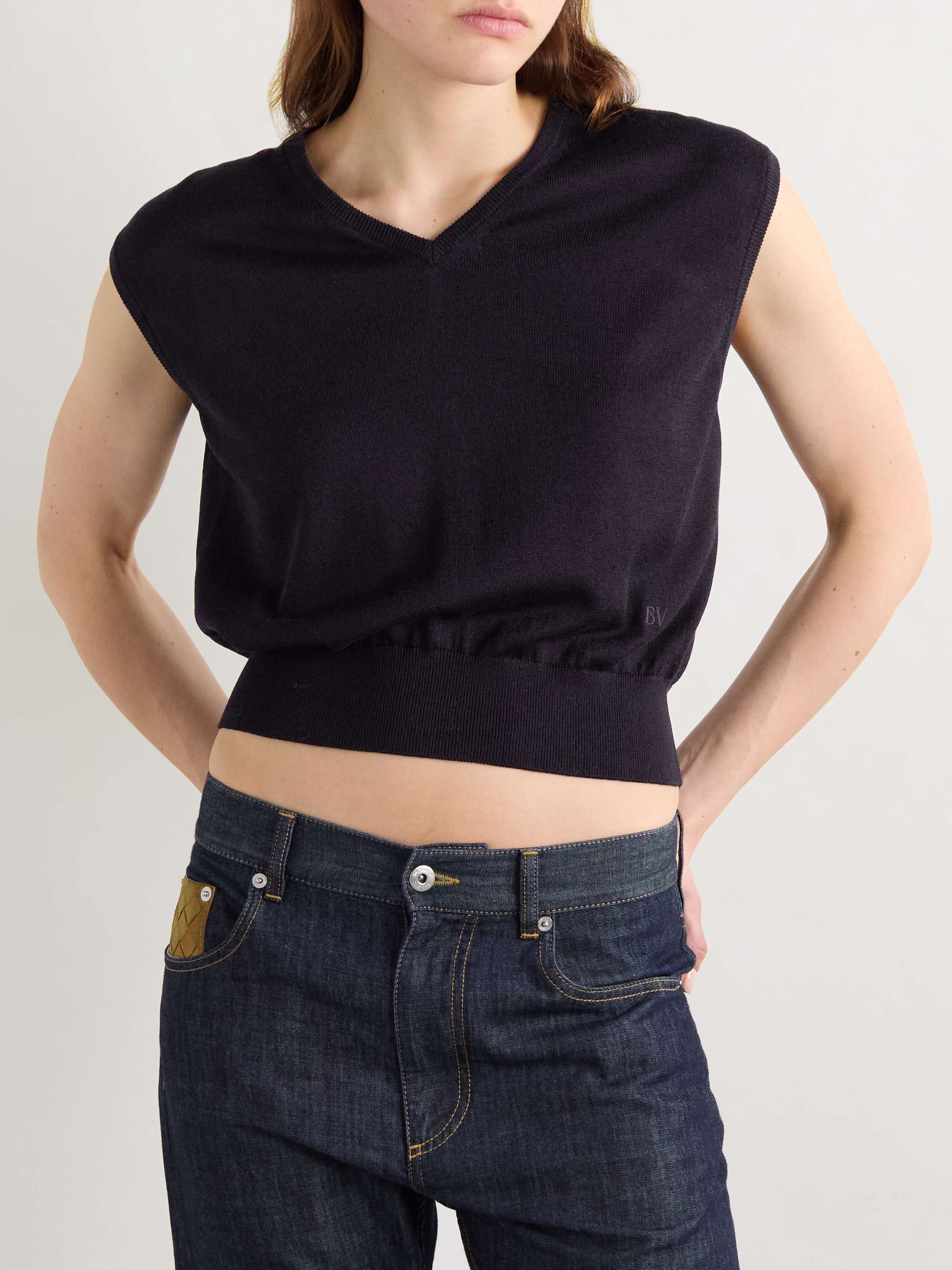 Cotton-blend tank and cardigan set view