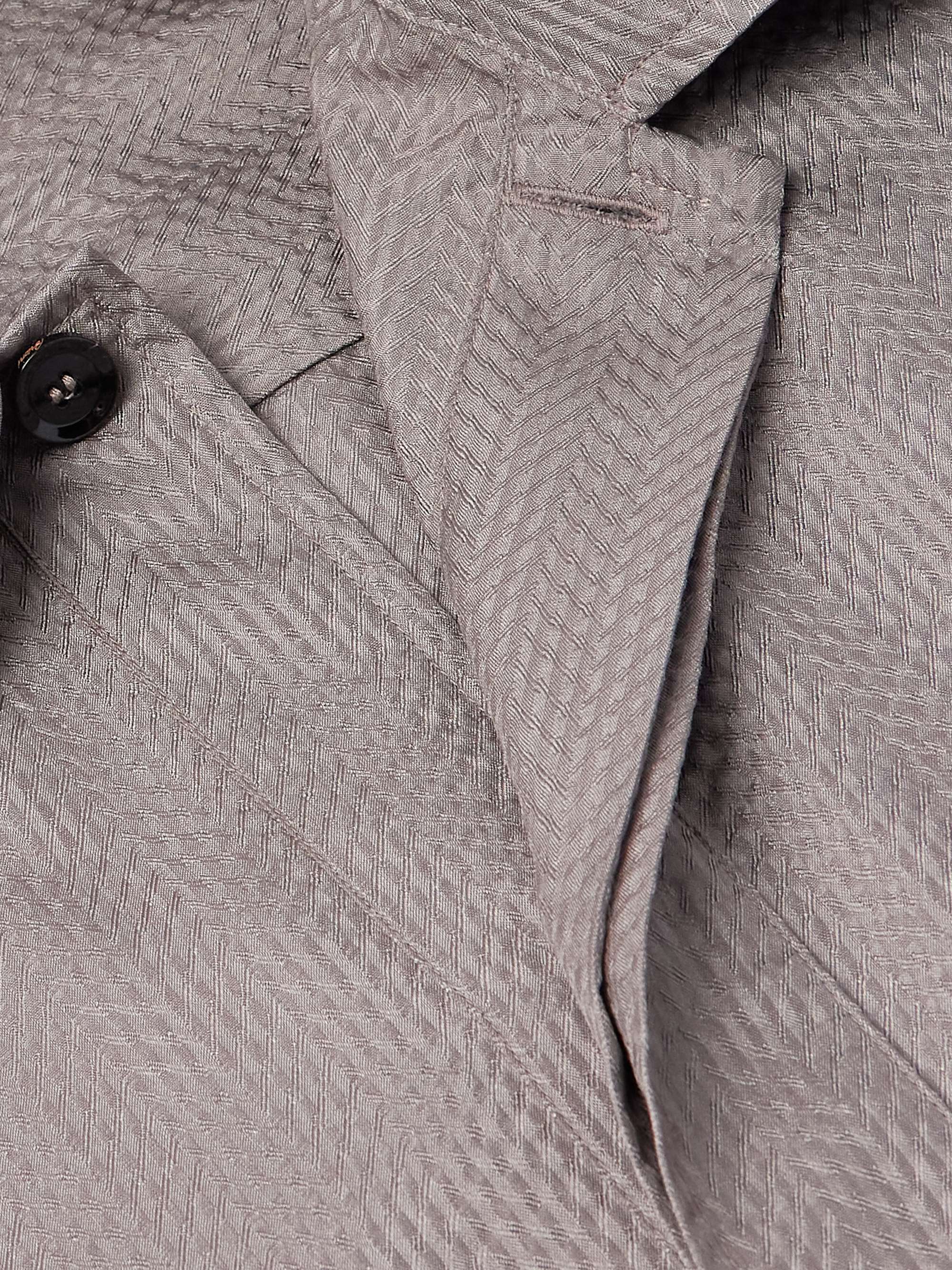 Herringbone Silk-Seersucker Overshirt view
