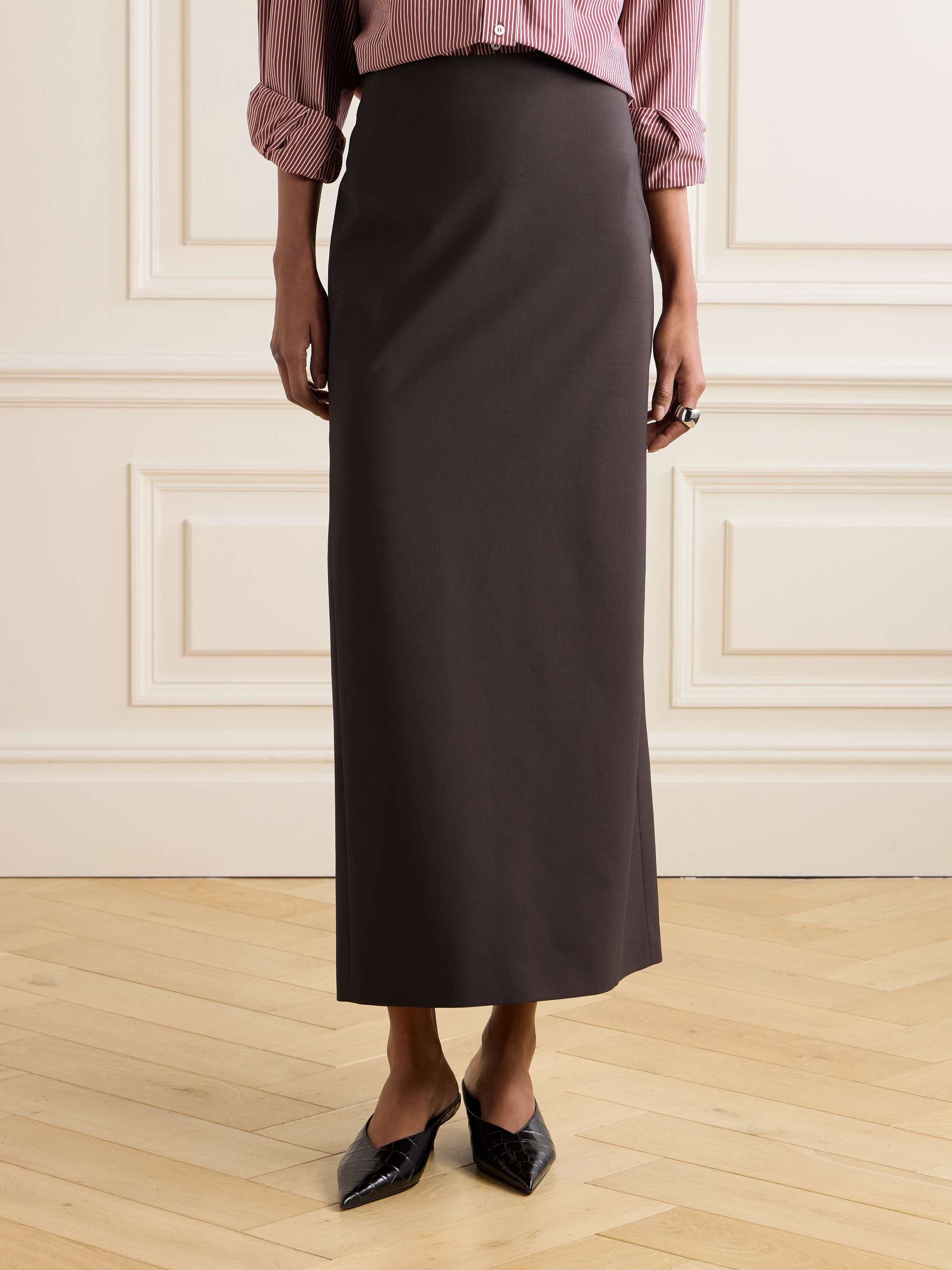 Wool-blend midi skirt view