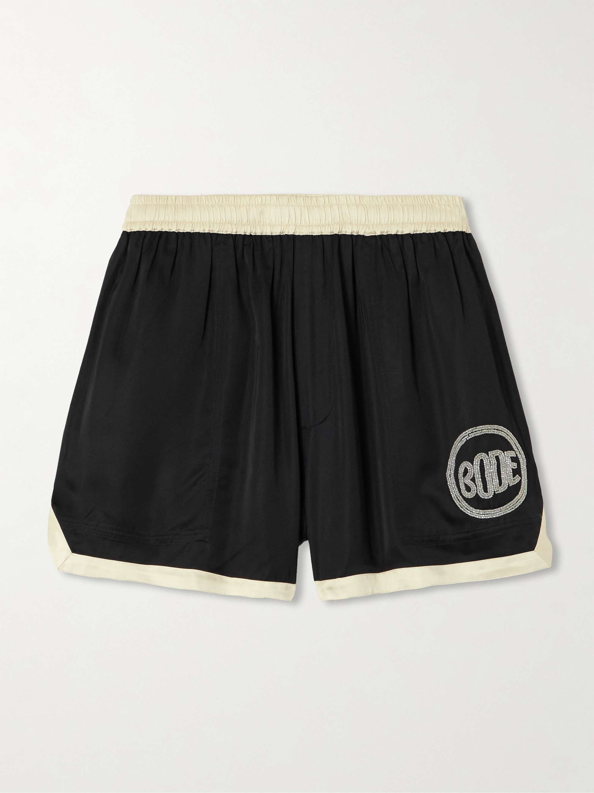 Crystal-embellished satin shorts view