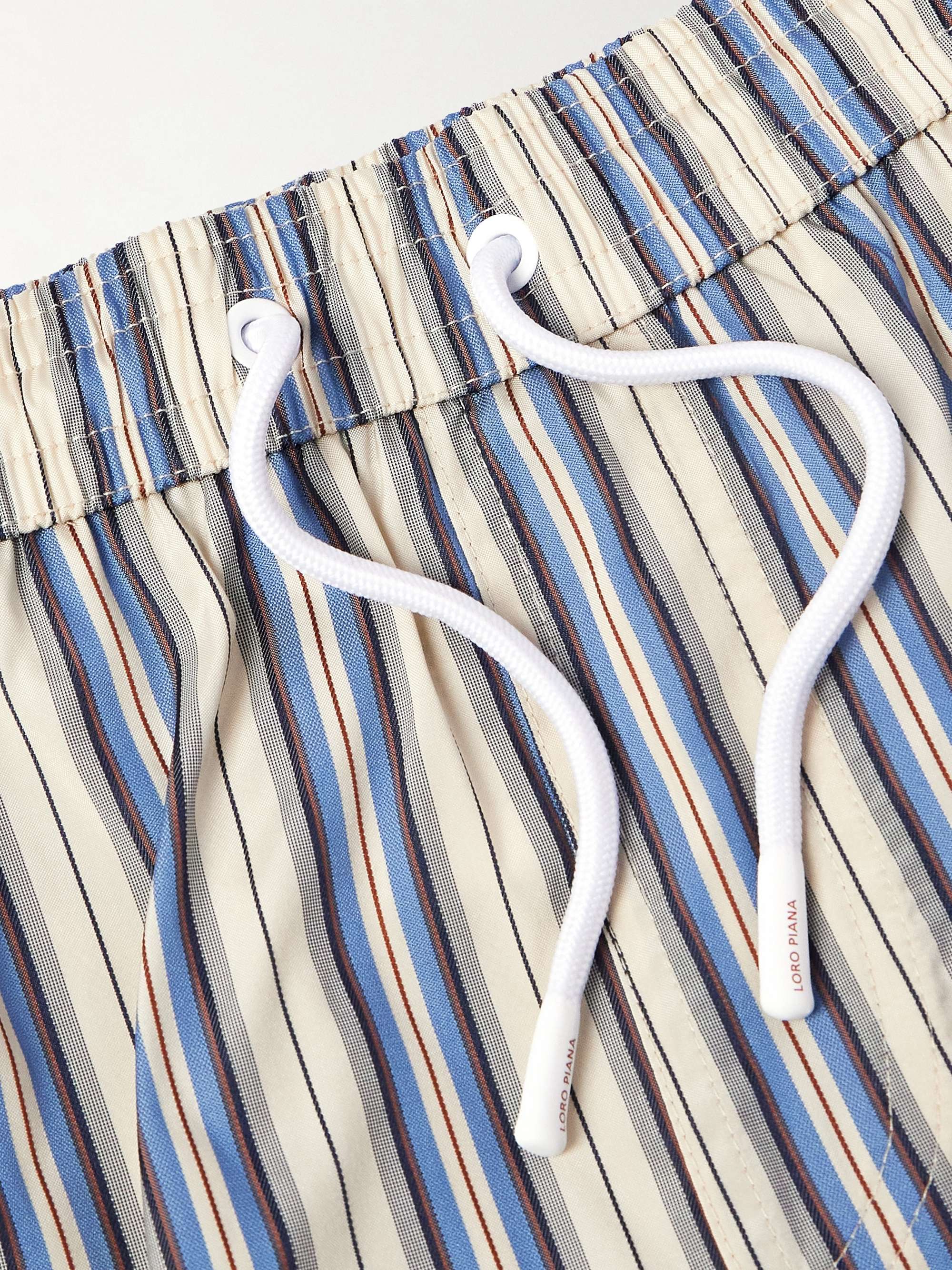 Bay Vintage Straight-Leg Mid-Length Logo-Print Striped Swim Shorts view
