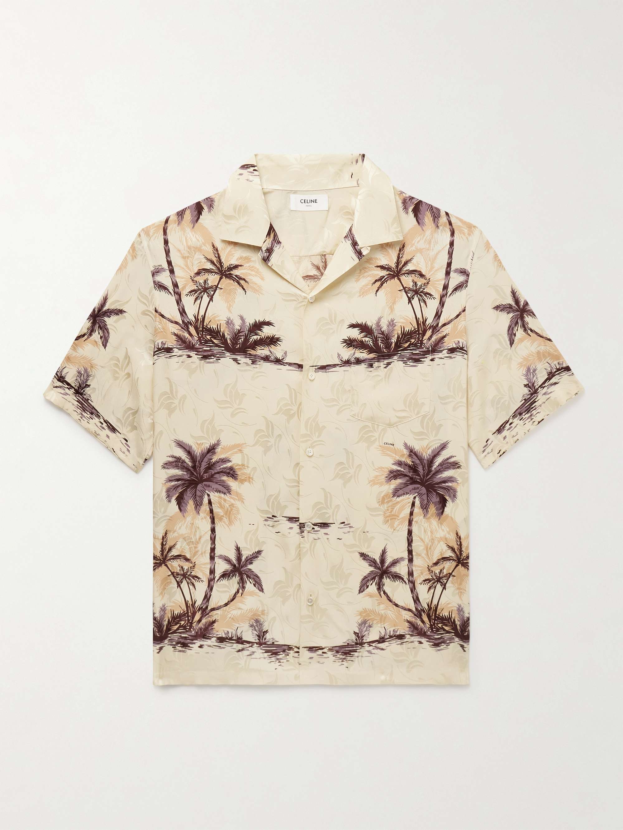 Convertible-Collar Printed Silk Crepe De Chine Shirt view