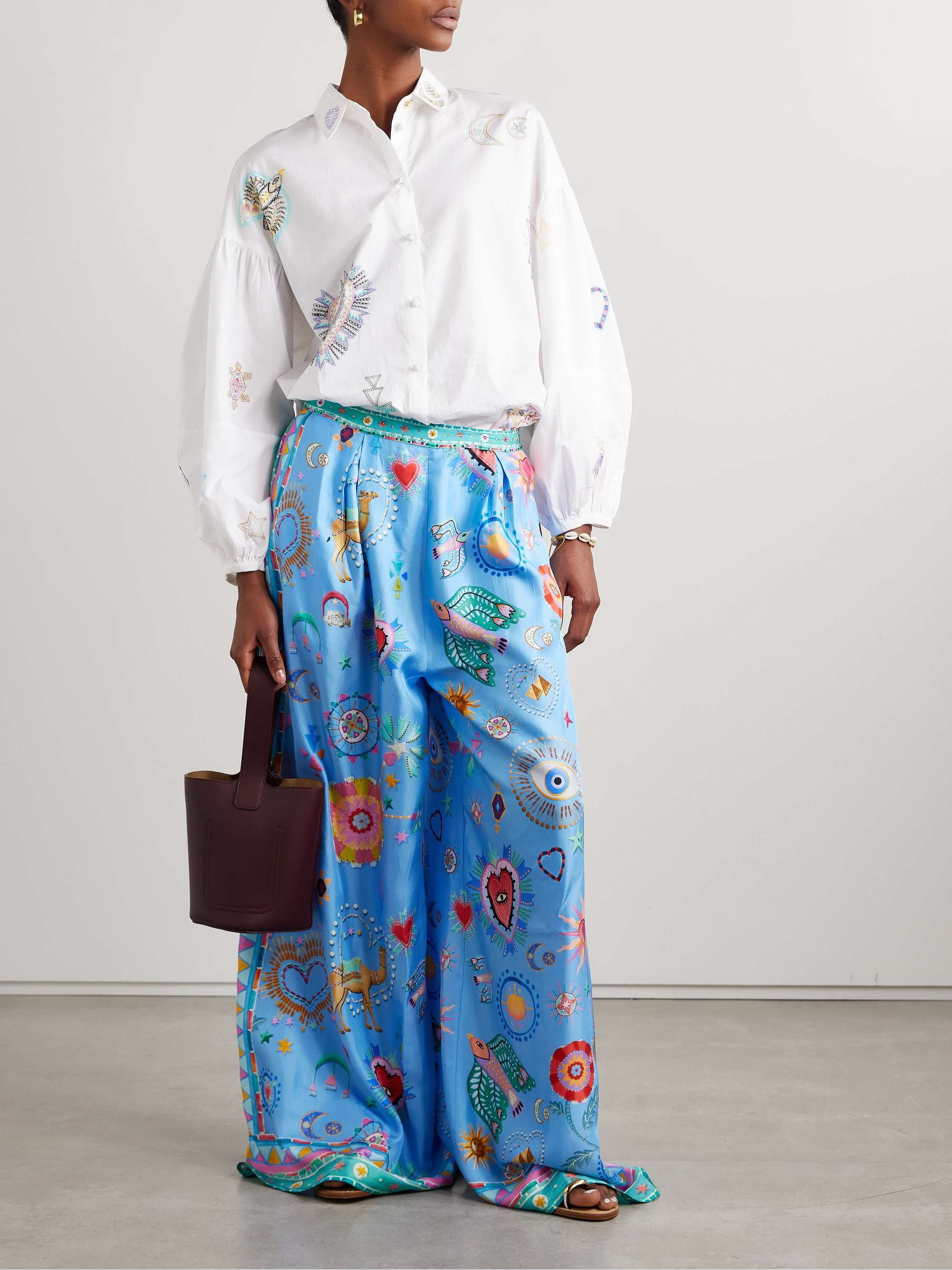 Oversized embellished cotton-poplin shirt view