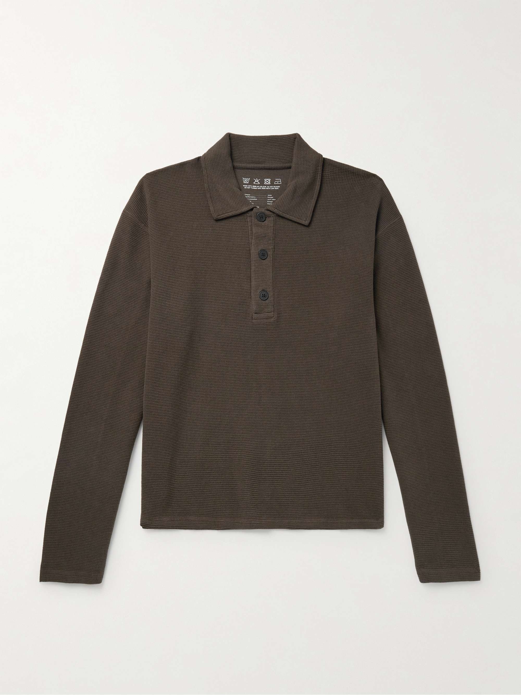 Waffle-Knit Organic Cotton Polo Shirt view
