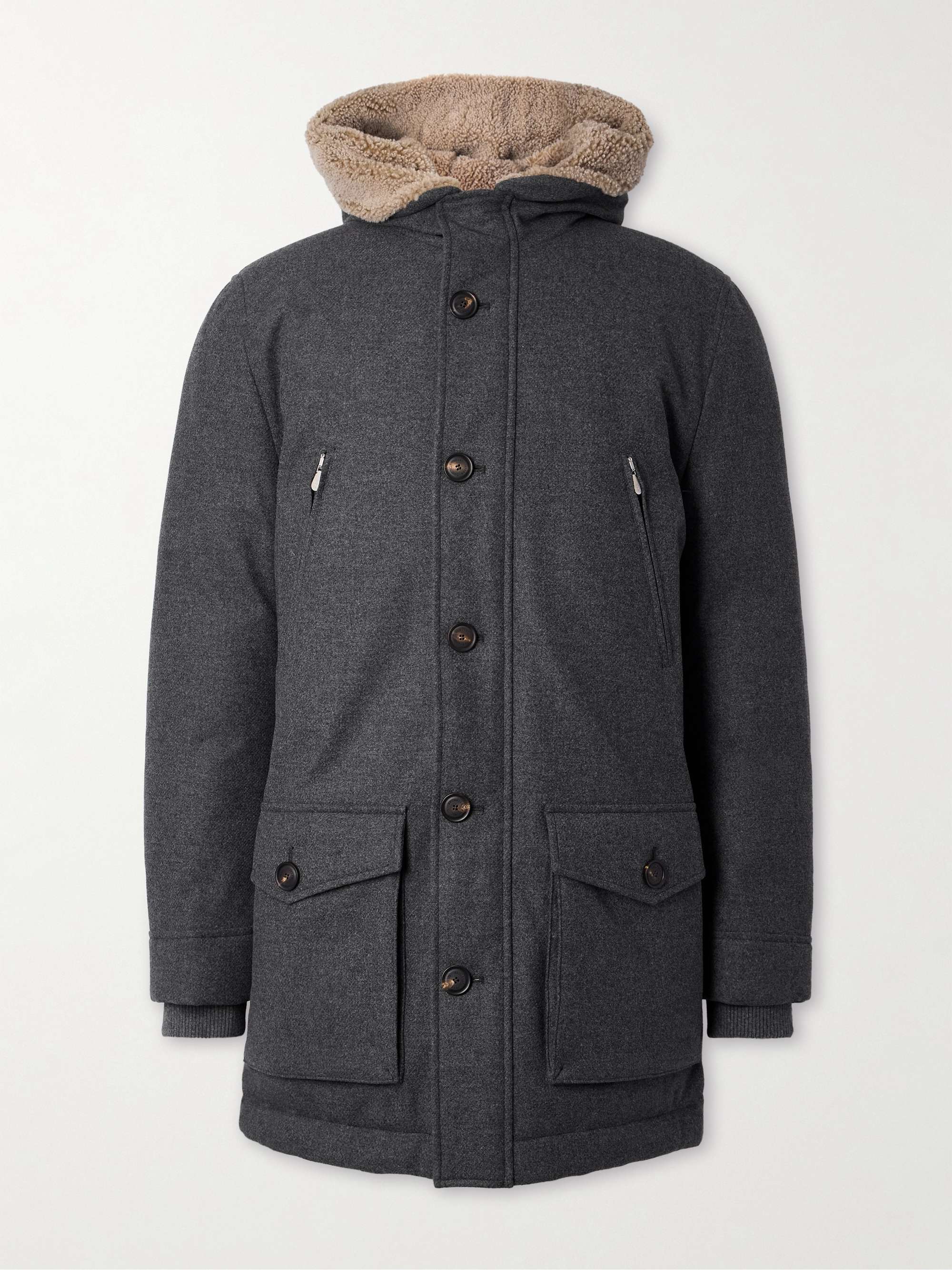 Wool-Blend Padded Down Hooded Parka view