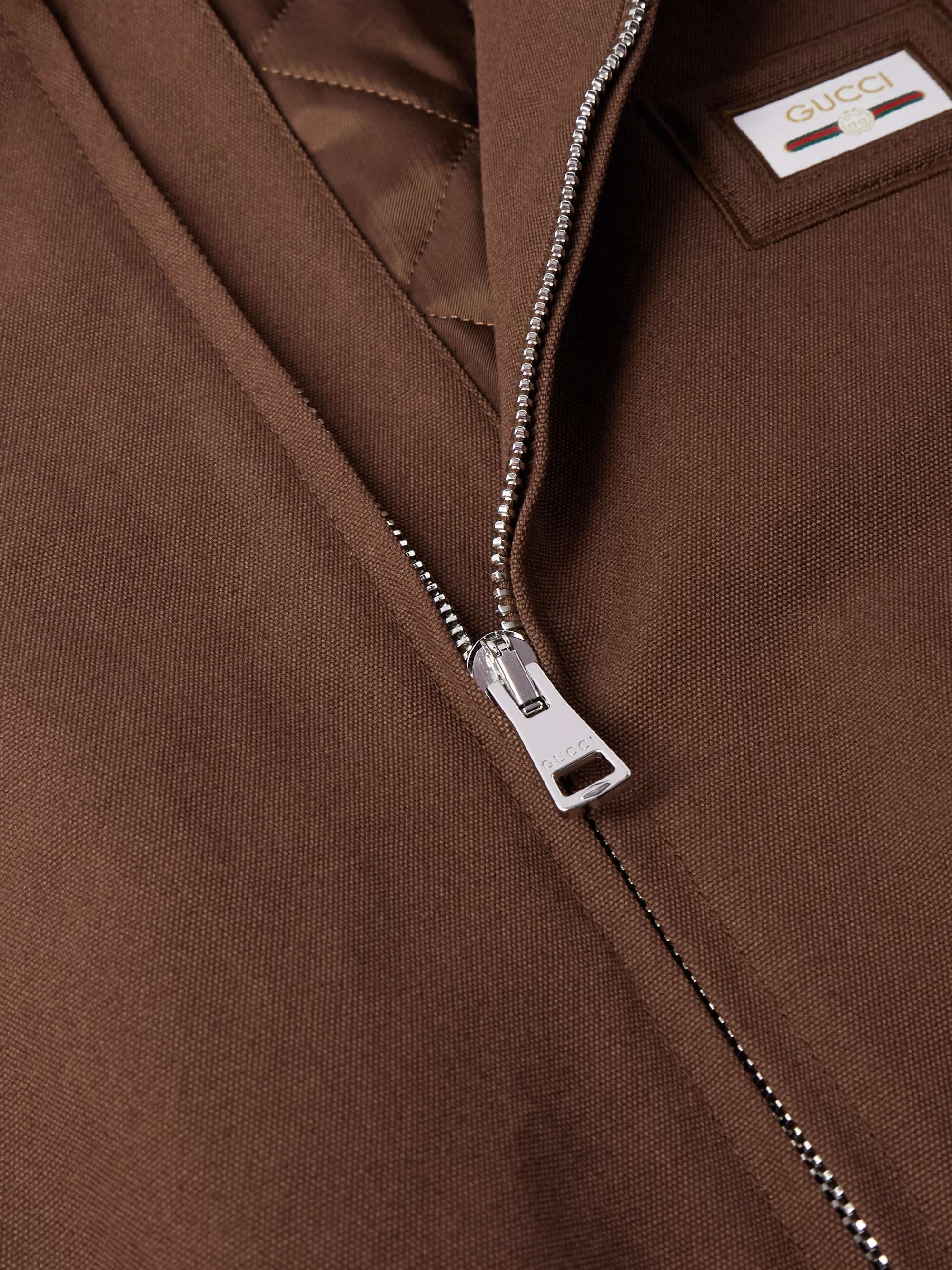 Logo-Appliquéd Suede-Trimmed Padded Cotton-Canvas Blouson Jacket view