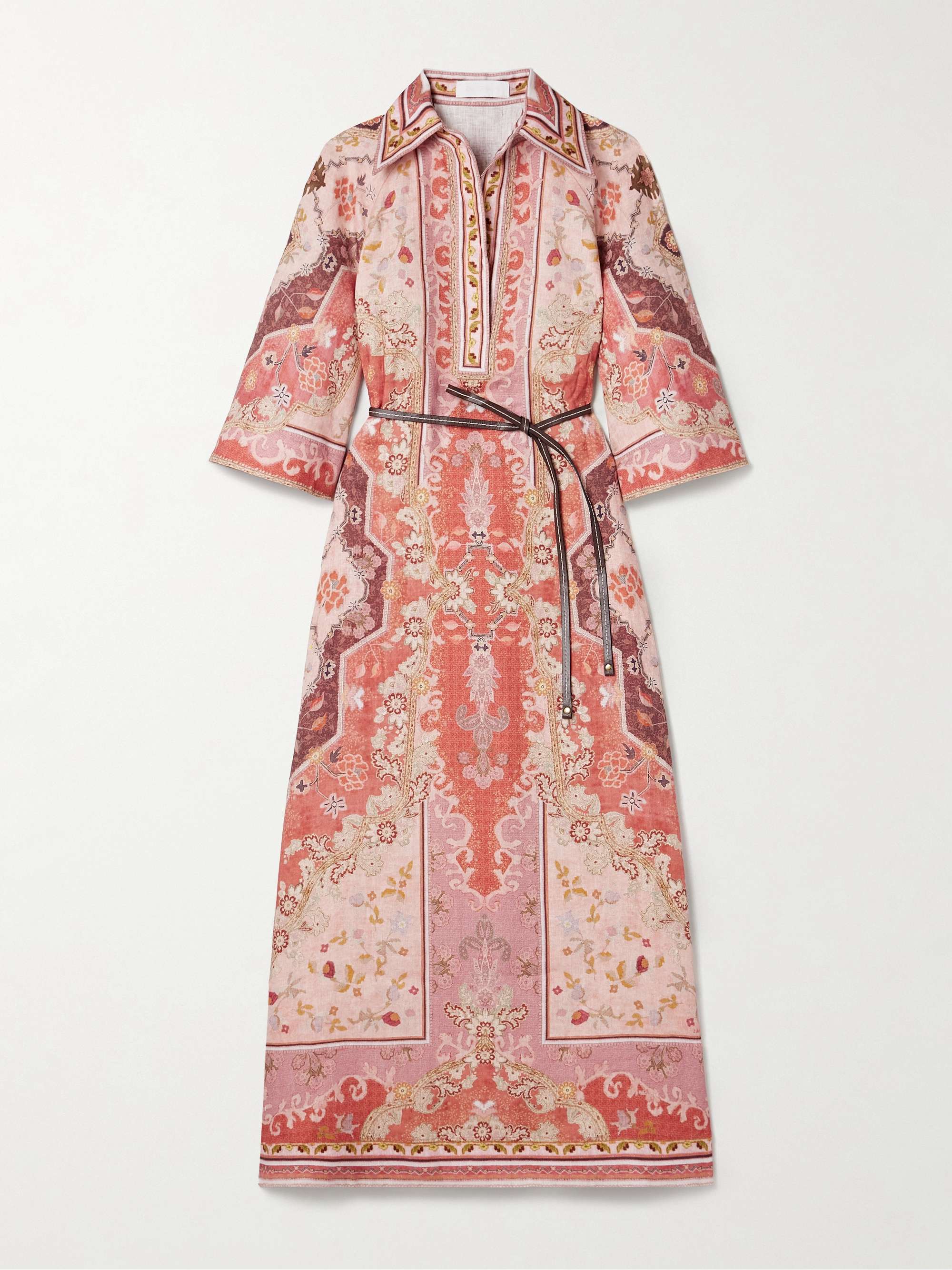 Wylie belted printed linen midi dress view