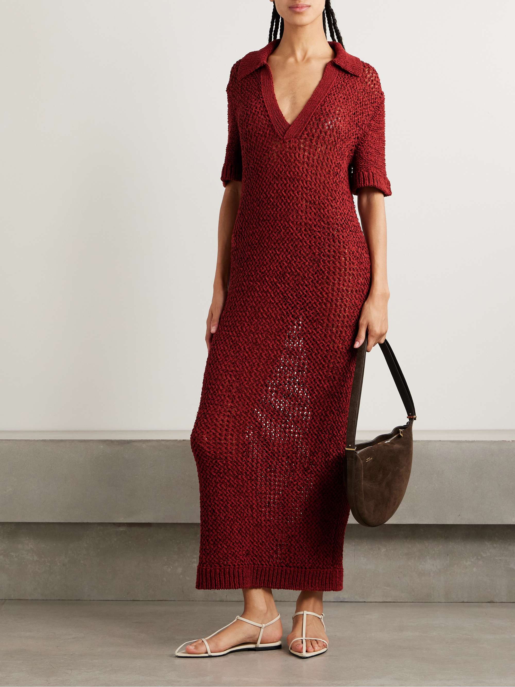 Open-knit organic cotton-blend maxi dress view