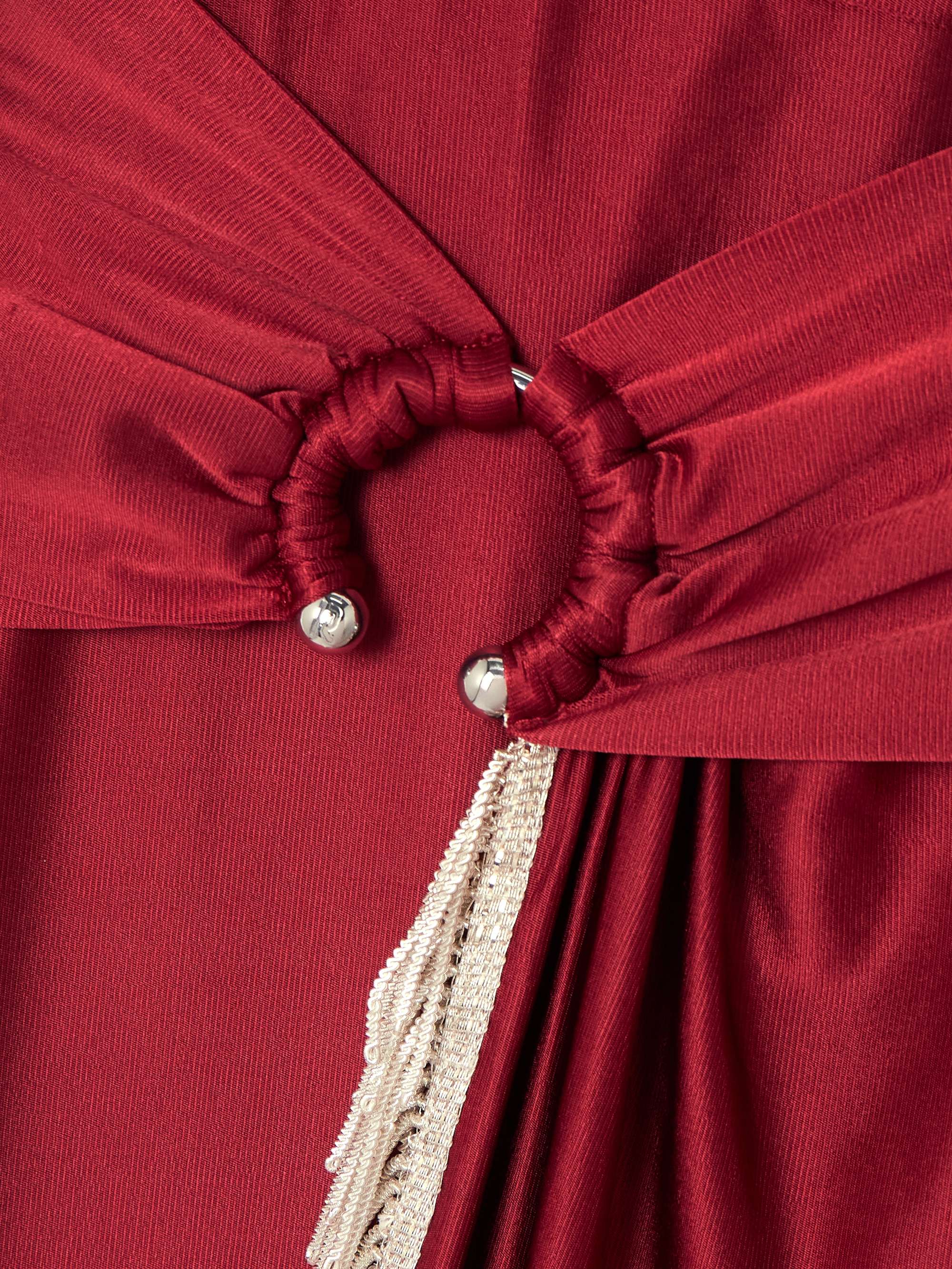 Fringed embellished satin-jersey midi skirt view