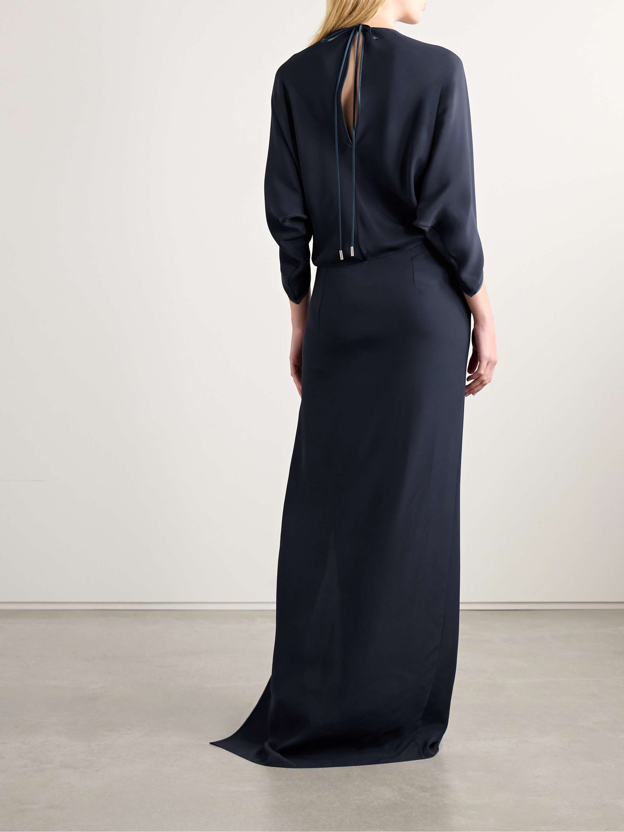 Silk satin-trimmed cady gown view