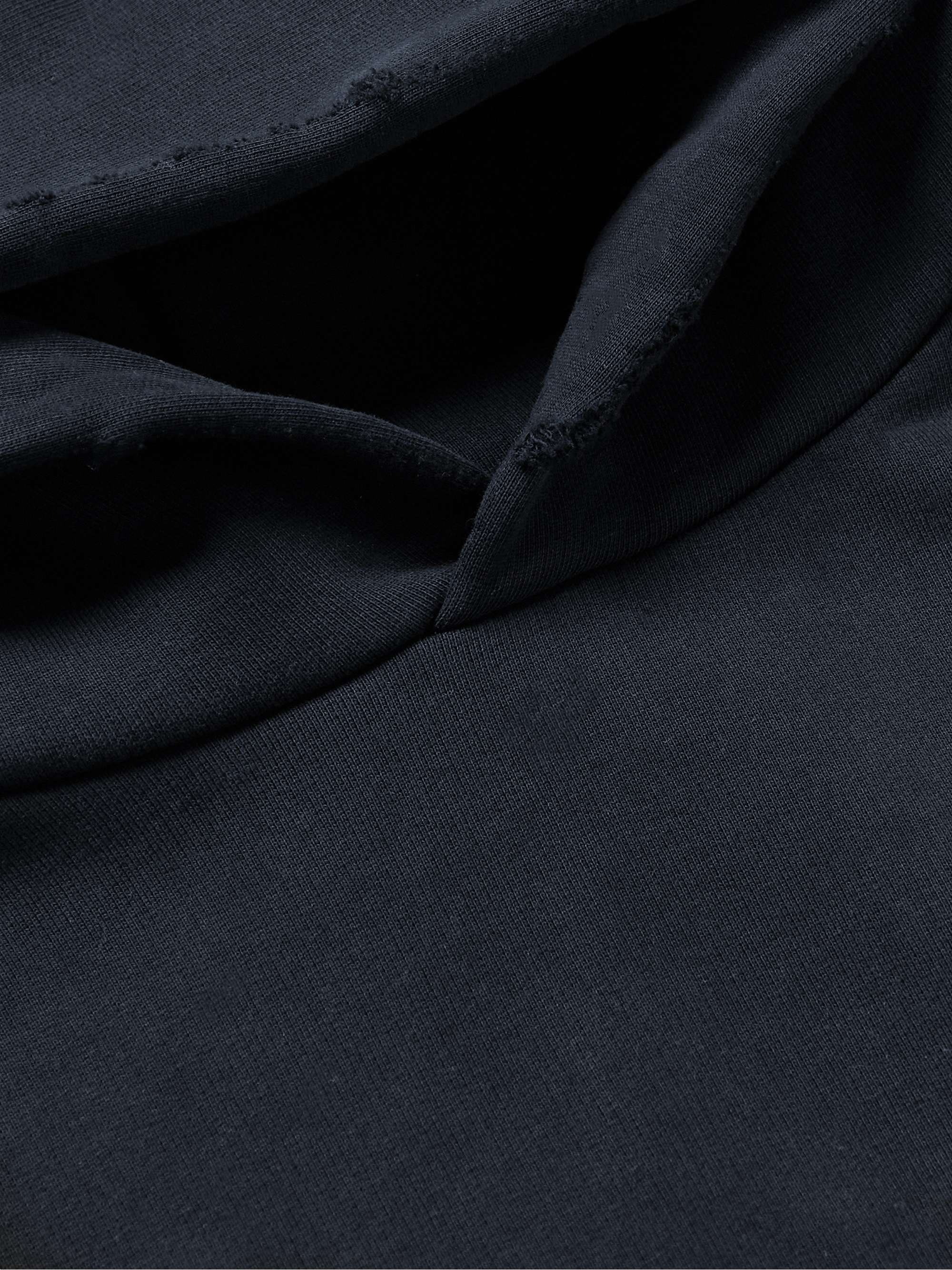 Oversized Distressed Logo-Embroidered Cotton-Jersey Hoodie view
