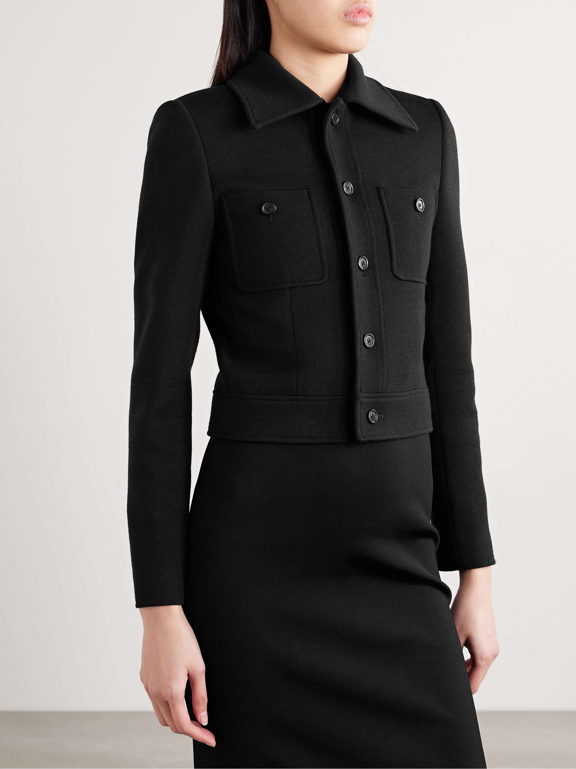 Cropped wool-blend jacket view