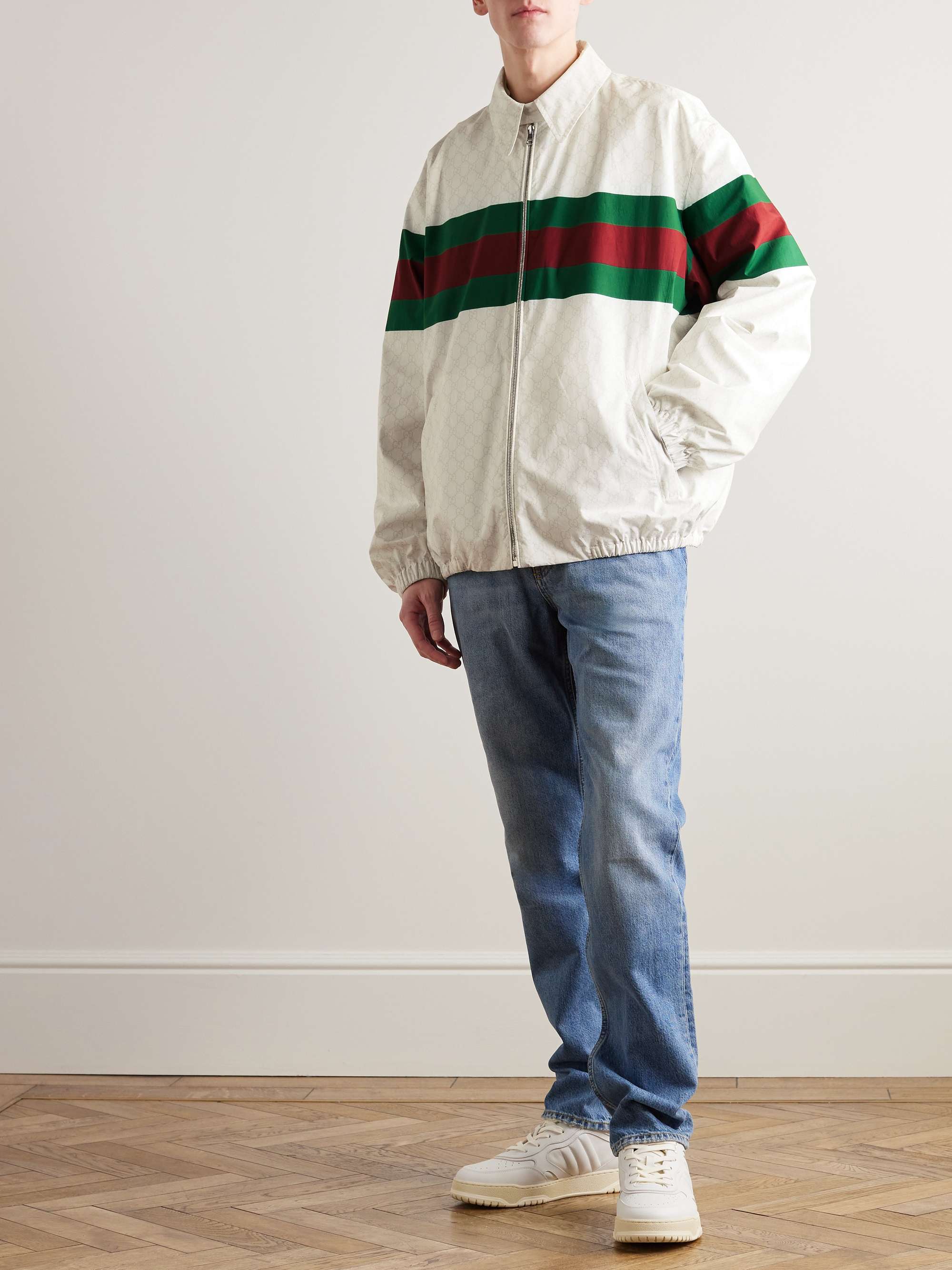 Shell-Trimmed Logo-Print Cotton-Poplin Blouson Jacket view