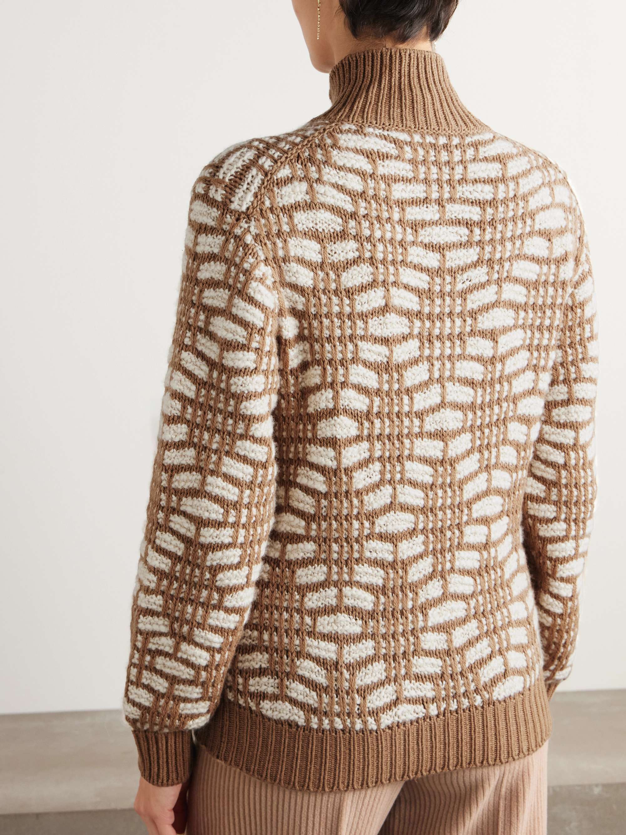 Jacquard-knit camel hair sweater view