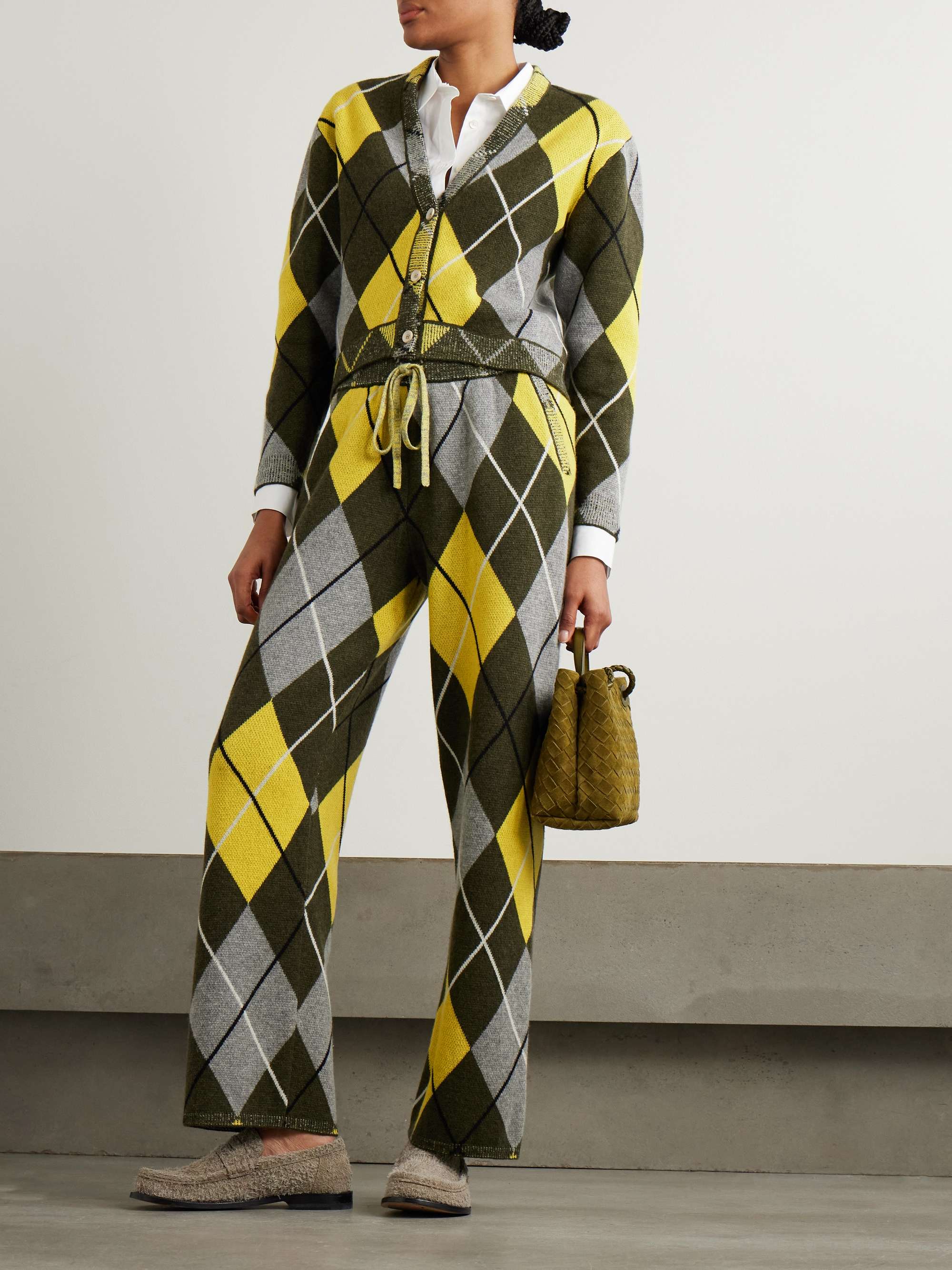 Argyle cashmere-jacquard straight-leg track pants view